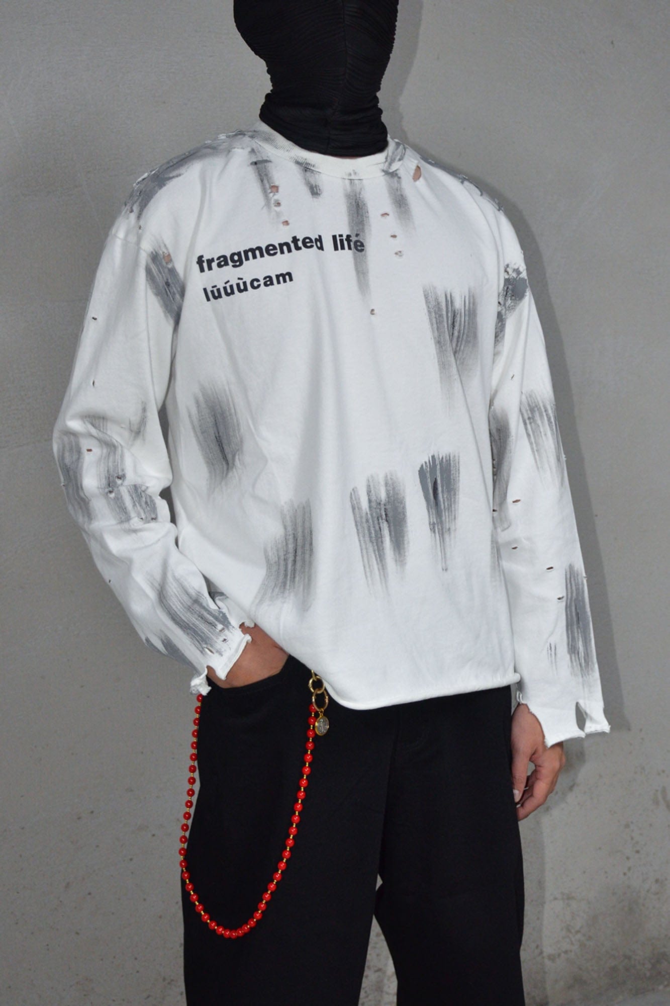 LUUUCAM Fragmented Life Distressed Brushstroke Tee, premium urban and streetwear designers apparel on PROJECTISR.com, LUUUCAM
