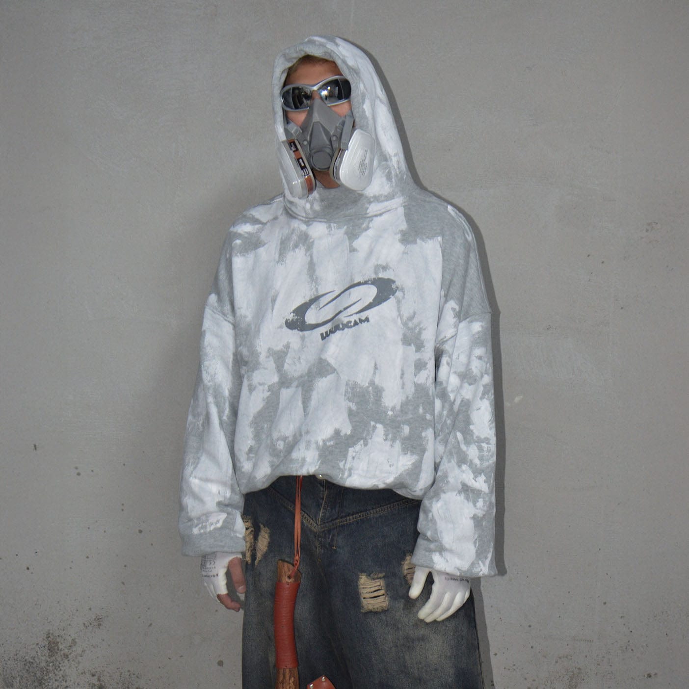 LUUUCAM Brush-Paint Faded Logo Hoodie, premium urban and streetwear designers apparel on PROJECTISR.com, LUUUCAM