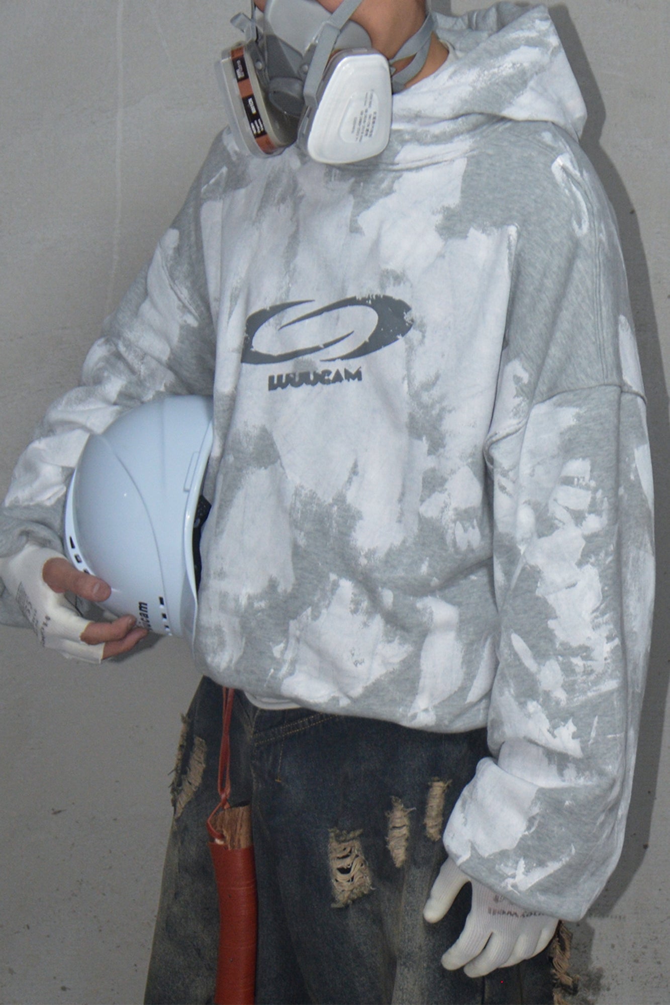 LUUUCAM Brush-Paint Faded Logo Hoodie, premium urban and streetwear designers apparel on PROJECTISR.com, LUUUCAM