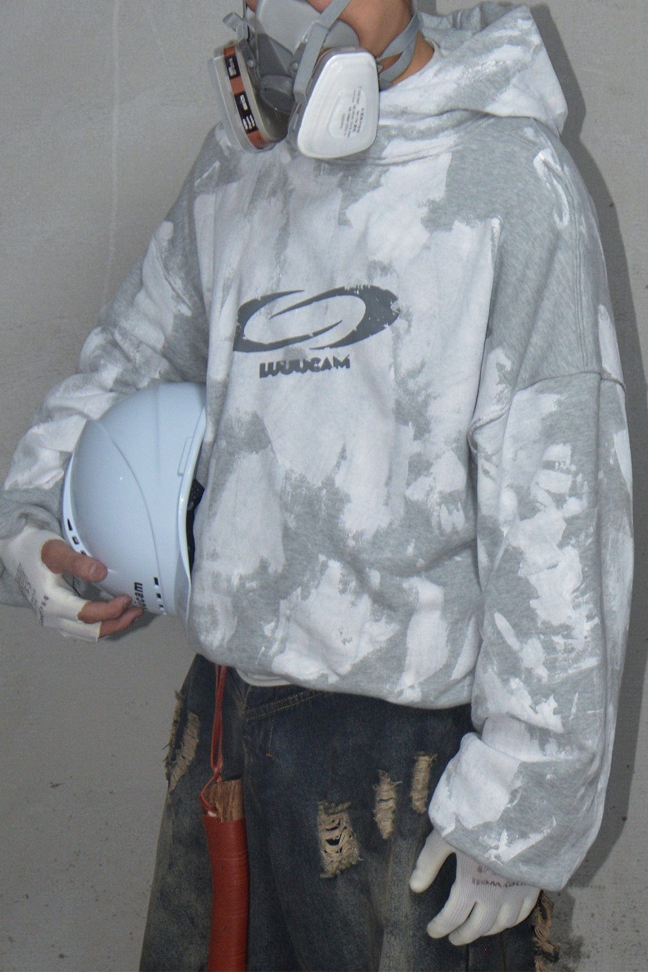 LUUUCAM Brush-Paint Faded Logo Hoodie, premium urban and streetwear designers apparel on PROJECTISR.com, LUUUCAM
