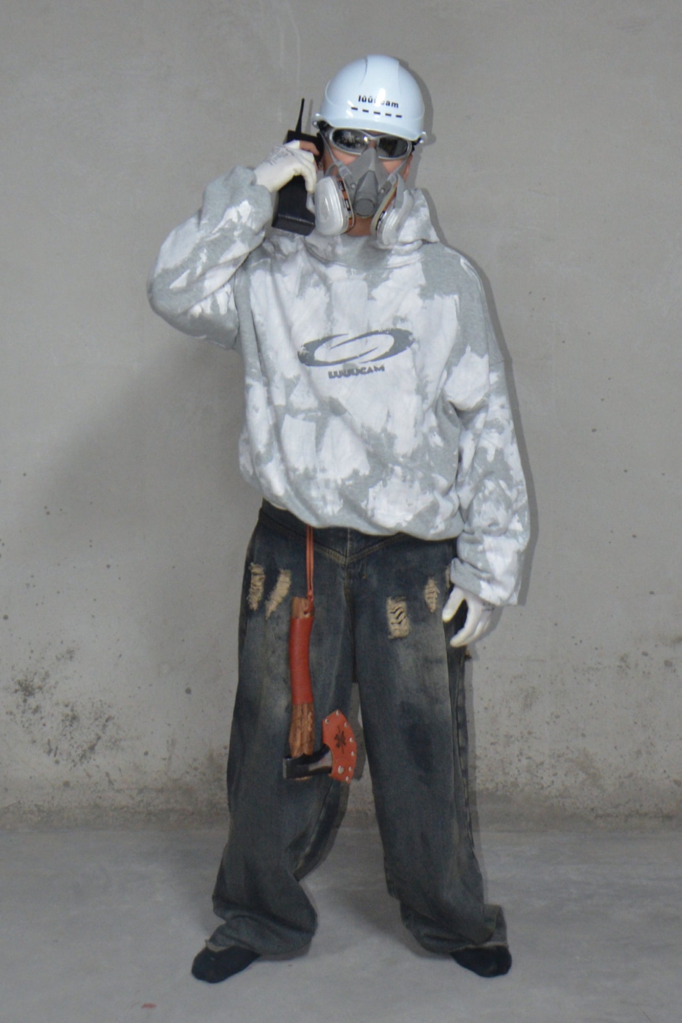 LUUUCAM Brush-Paint Faded Logo Hoodie, premium urban and streetwear designers apparel on PROJECTISR.com, LUUUCAM