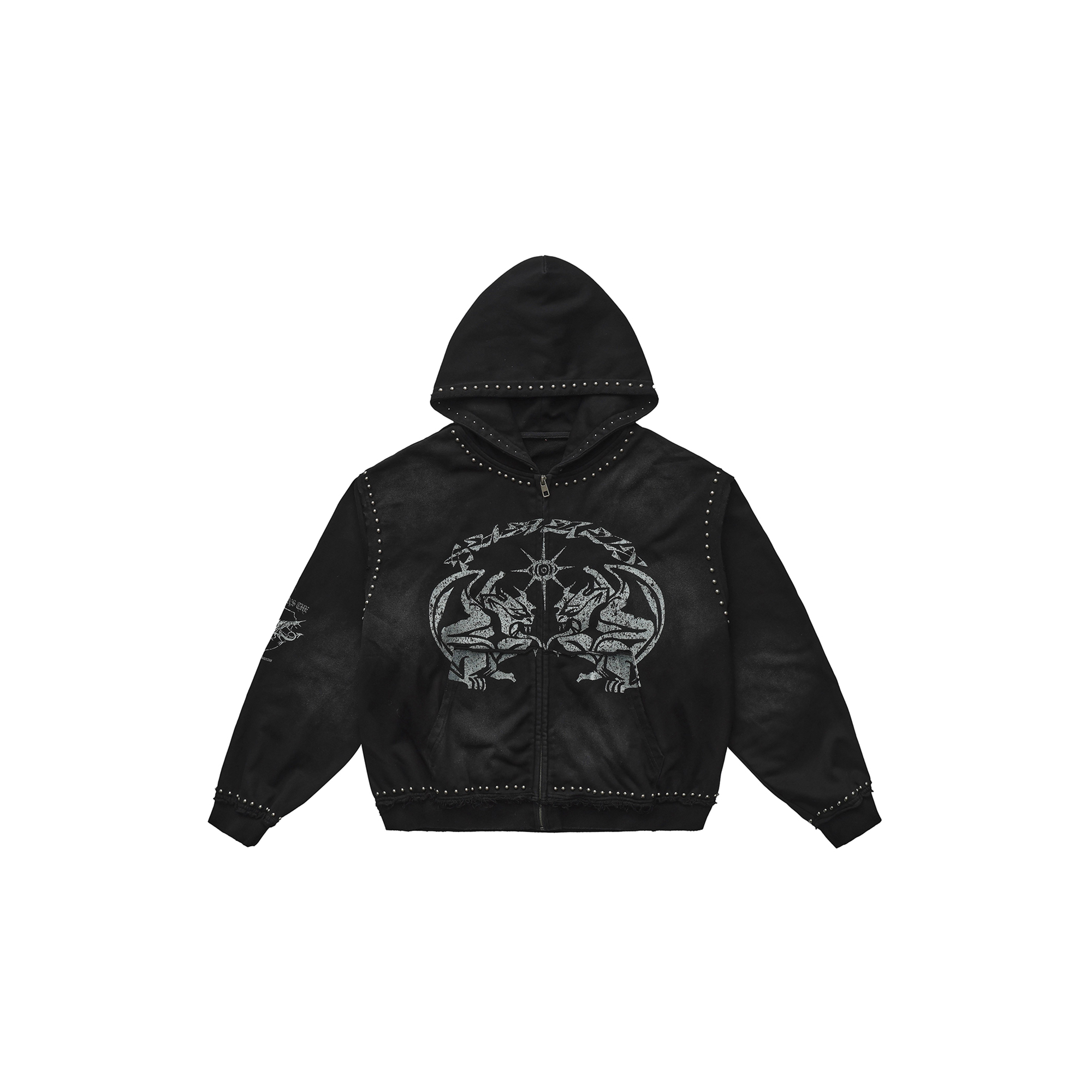 LUUUCAM Retro Studded Zip Hoodie