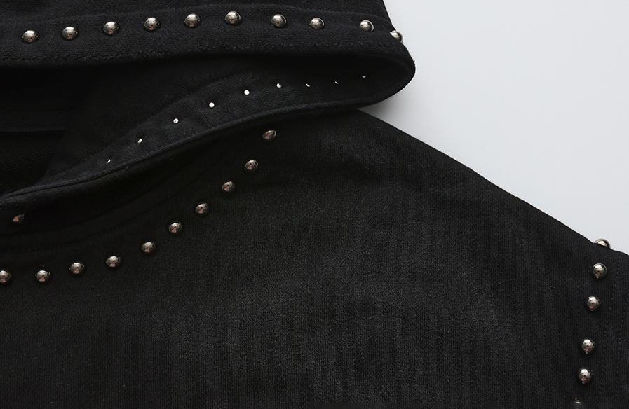 LUUUCAM Retro Studded Zip Hoodie