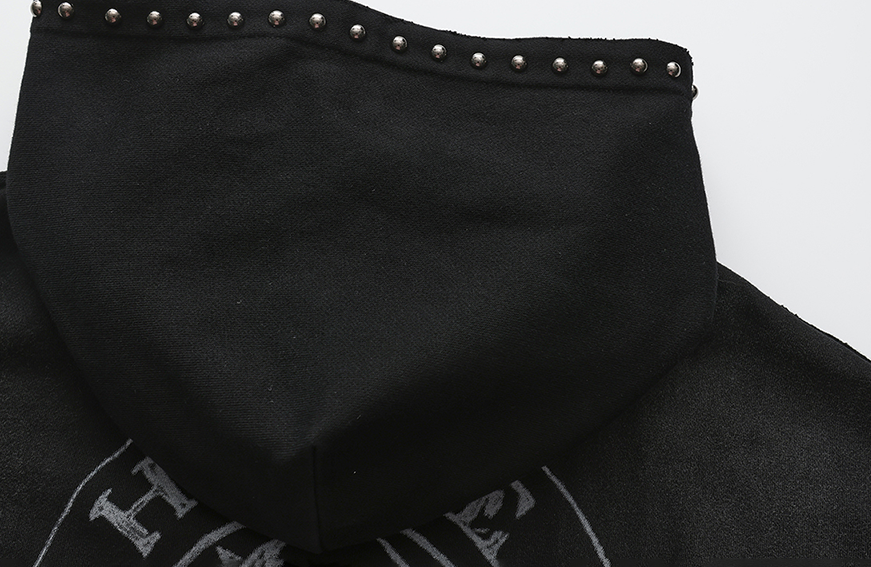 LUUUCAM Retro Studded Zip Hoodie