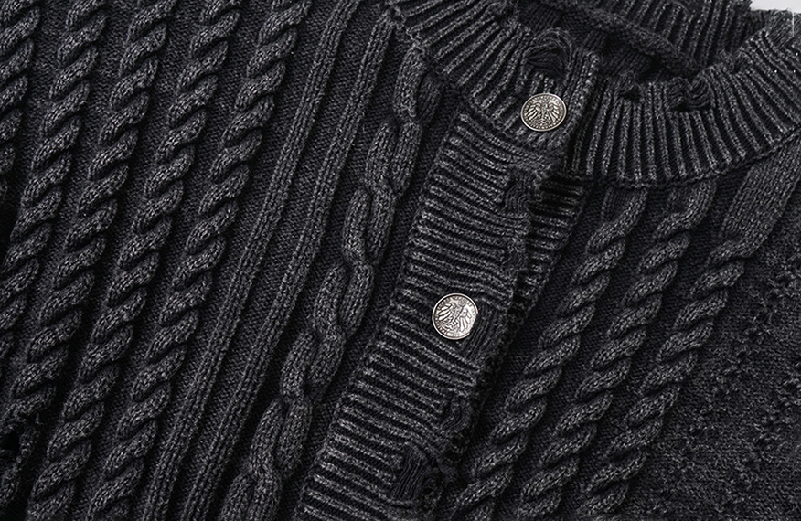 LUUUCAM Ribbed Distressed Button-Up Knit