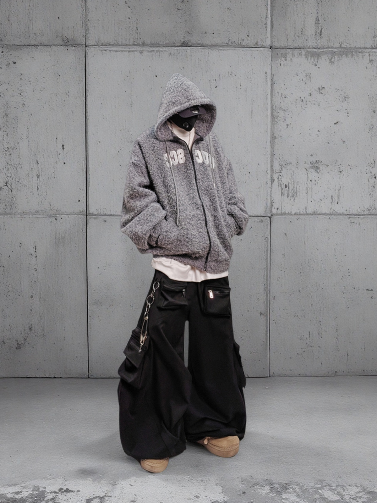UUCSCC Curved Multi-Pocket Wide-Leg Cargo Pants