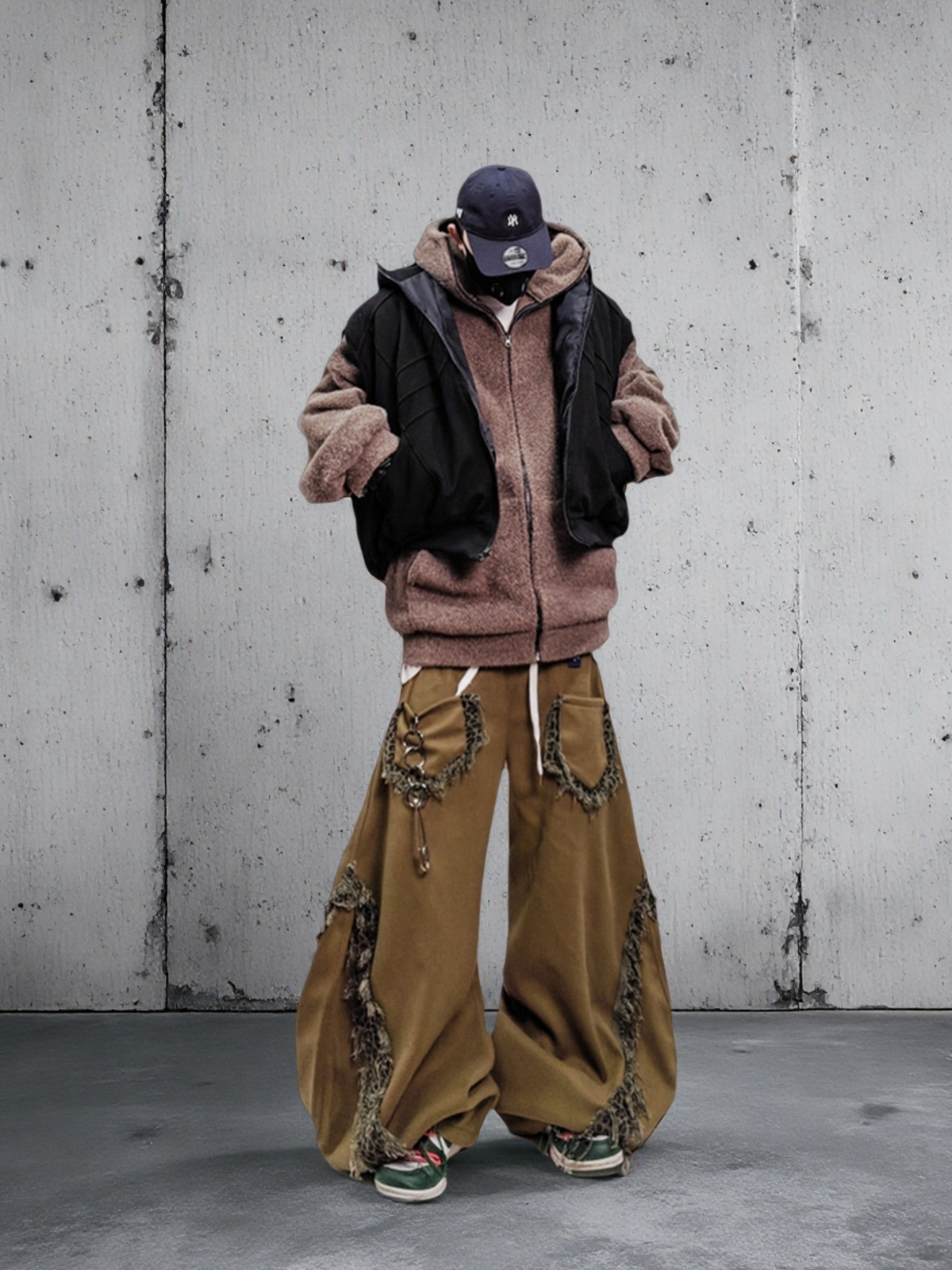UUCSCC Leopard Spliced Wide-Leg Pants