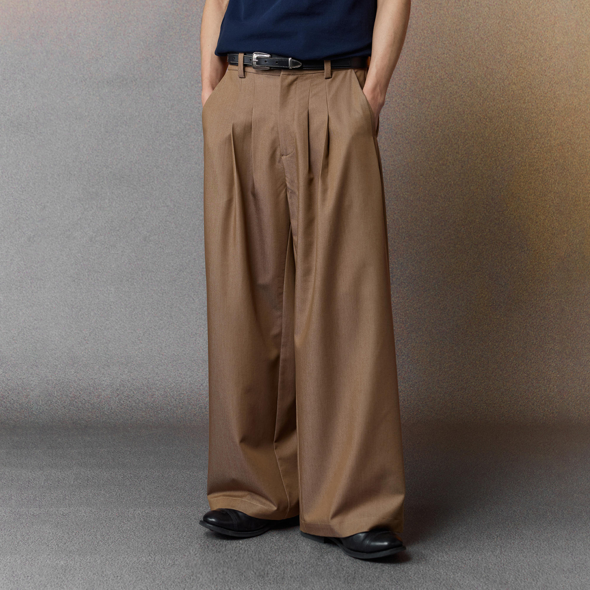 ALVNG AR ANTS Multi-Pleat Straight-Leg Trousers, premium urban and streetwear designers apparel on PROJECTISR.com, ALVNG AR ANTS