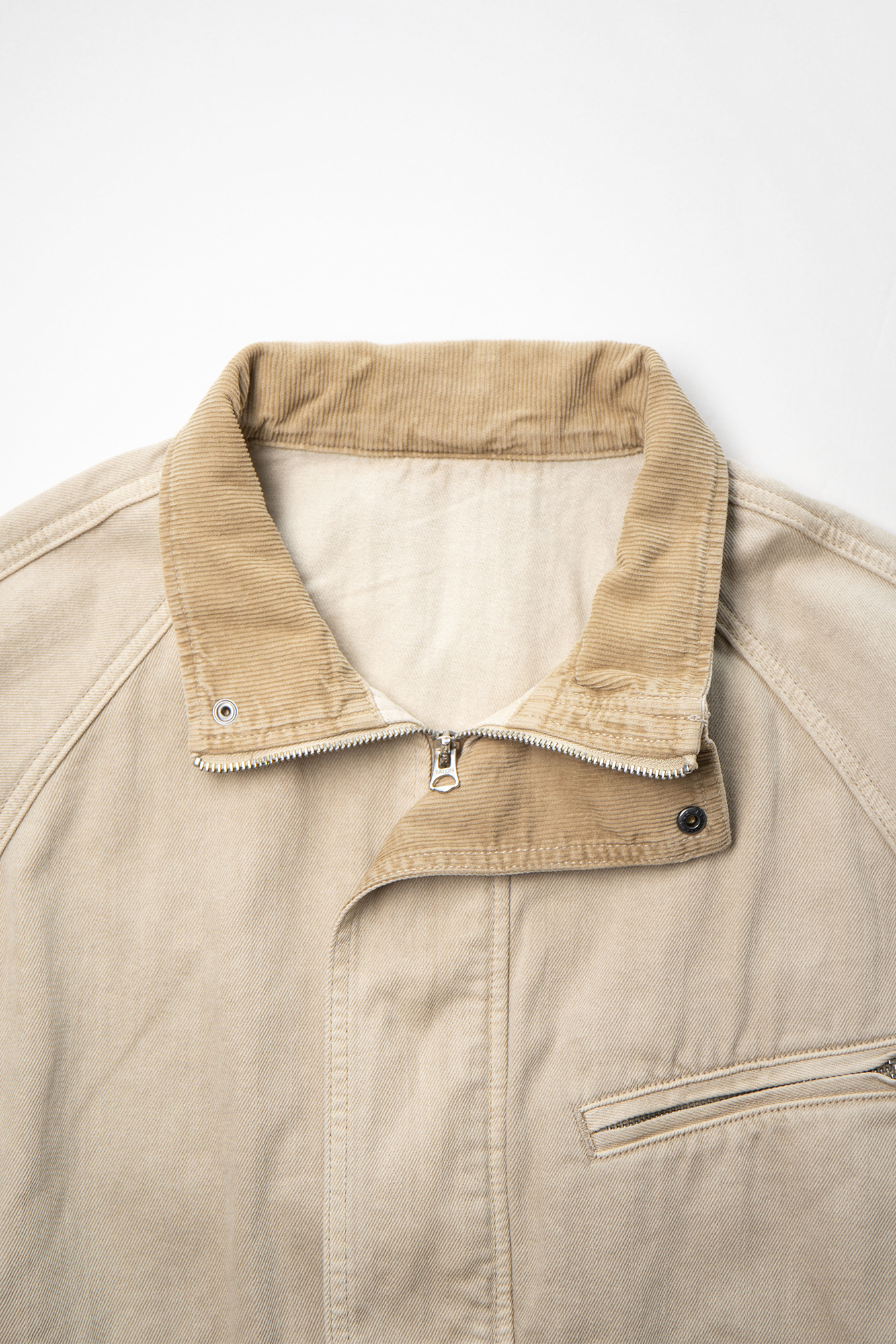 LEONSENSE Utility Raglan Stand-Collar Denim Jacket, premium urban and streetwear designers apparel on PROJECTISR.com, LEONSENSE