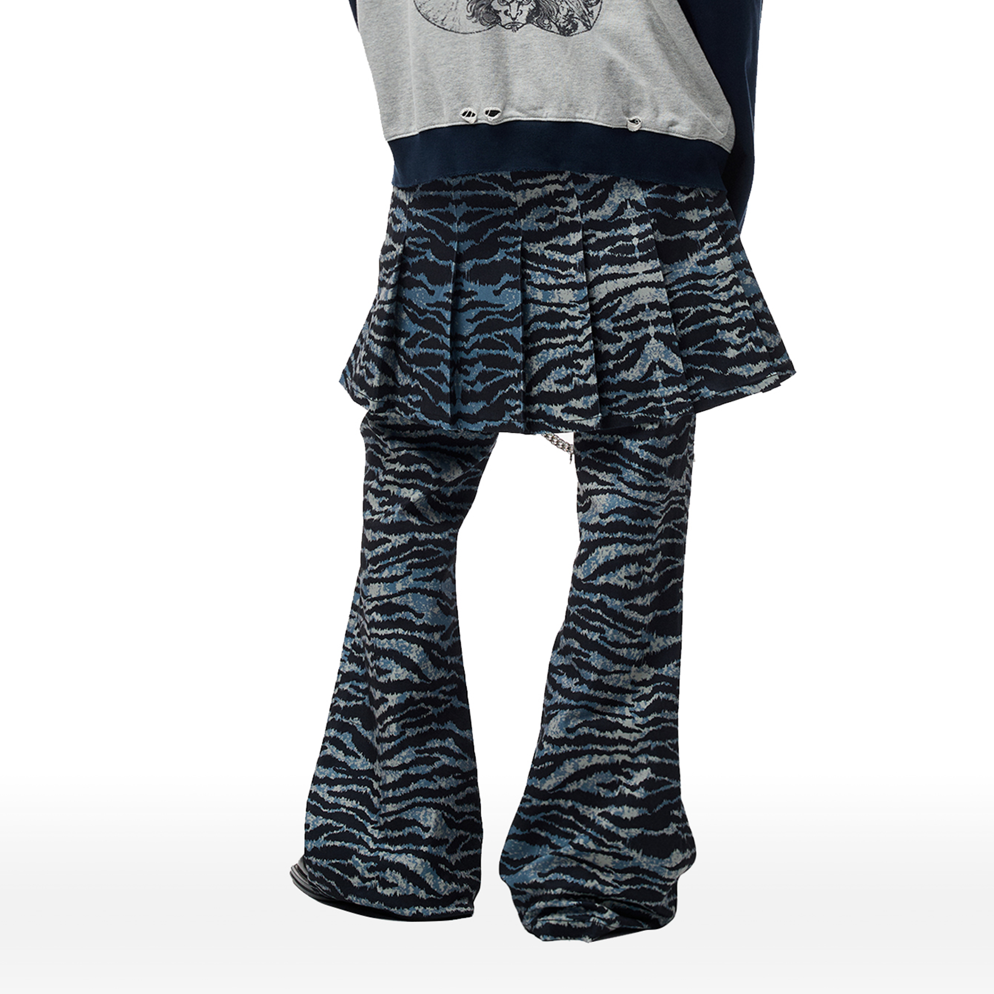 CYCYCY Punk Tiger-Stripe Detachable Pleated Flared Pants