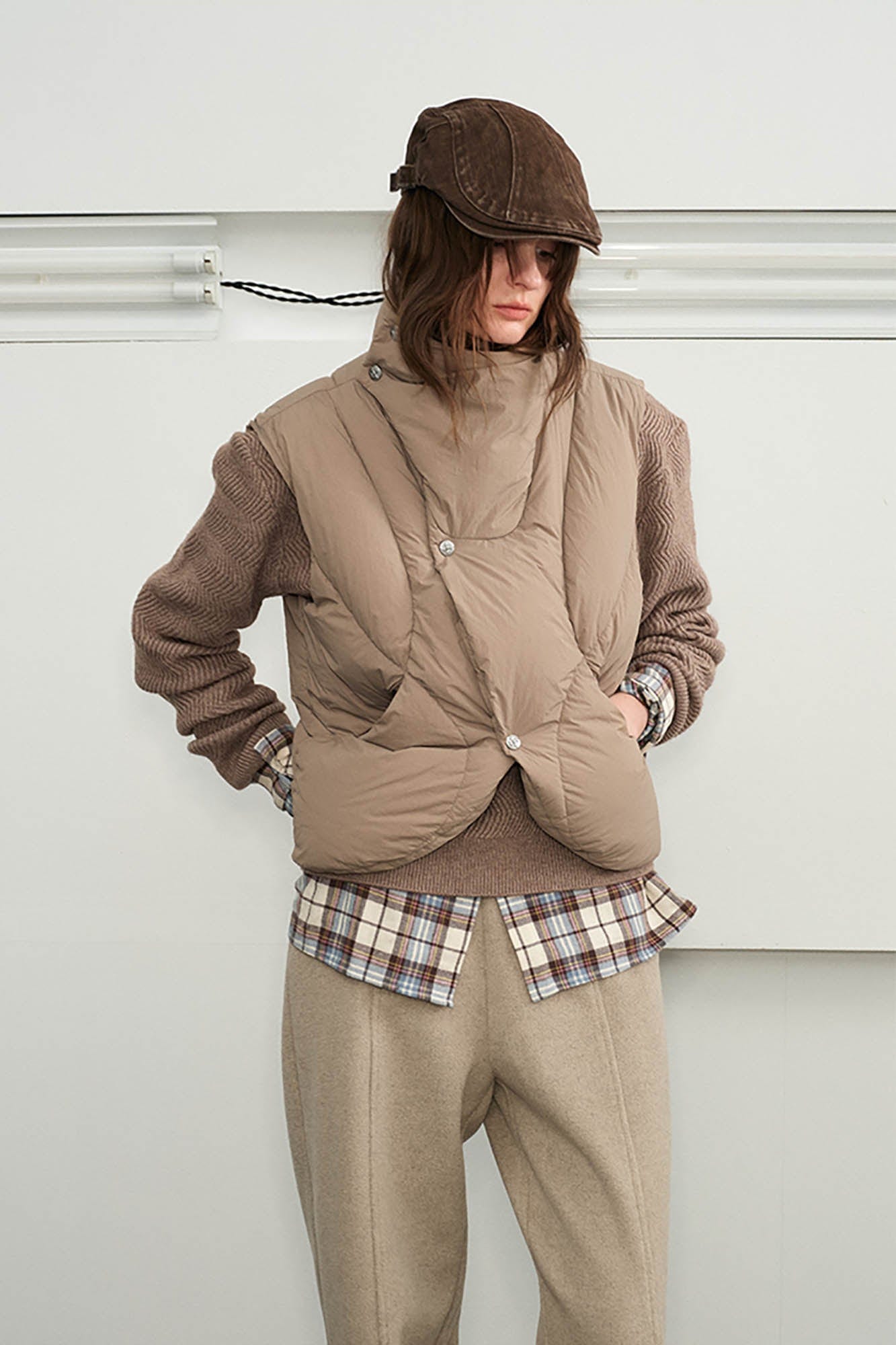 KREATE Asymmetrical Quilted Down Vest, premium urban and streetwear designers apparel on PROJECTISR.com, KREATE