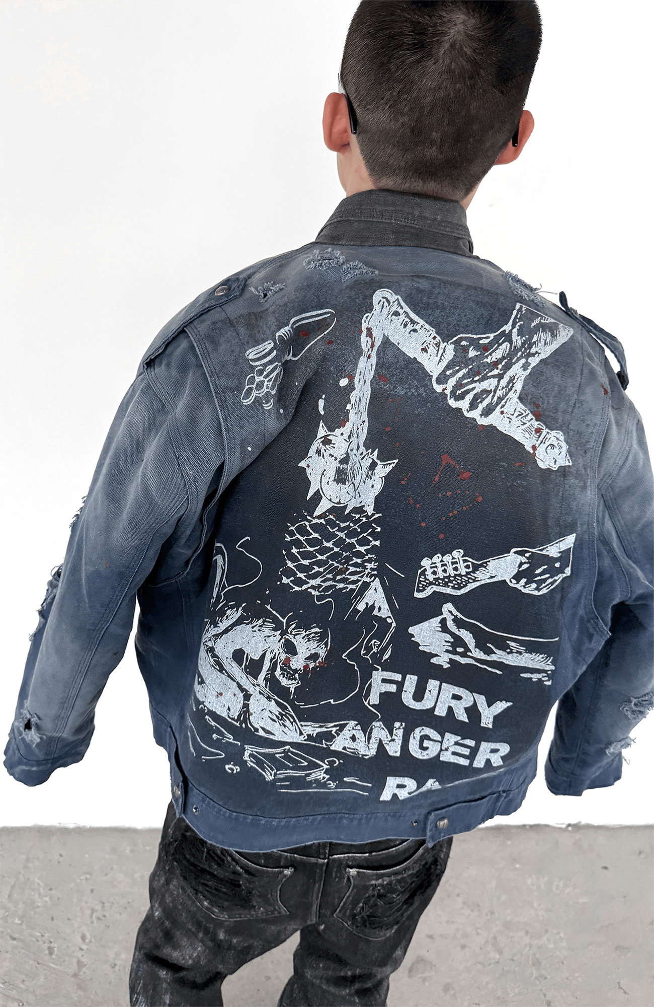 TECNINEGROUP Distressed Grunge Denim Jacket