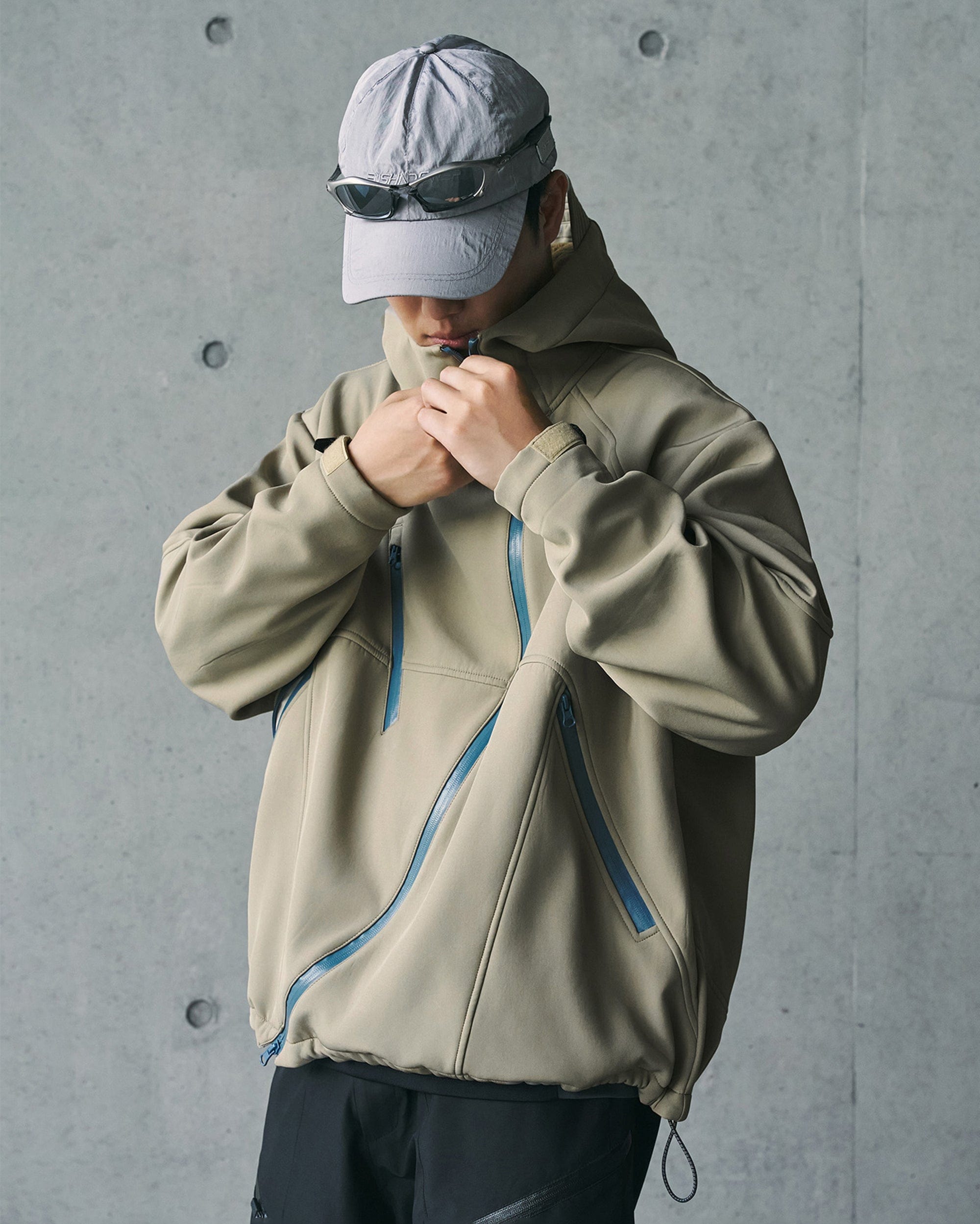ENSHADOWER Deconstructed Asymmetrical Windbreaker, premium urban and streetwear designers apparel on PROJECTISR.com, ENSHADOWER