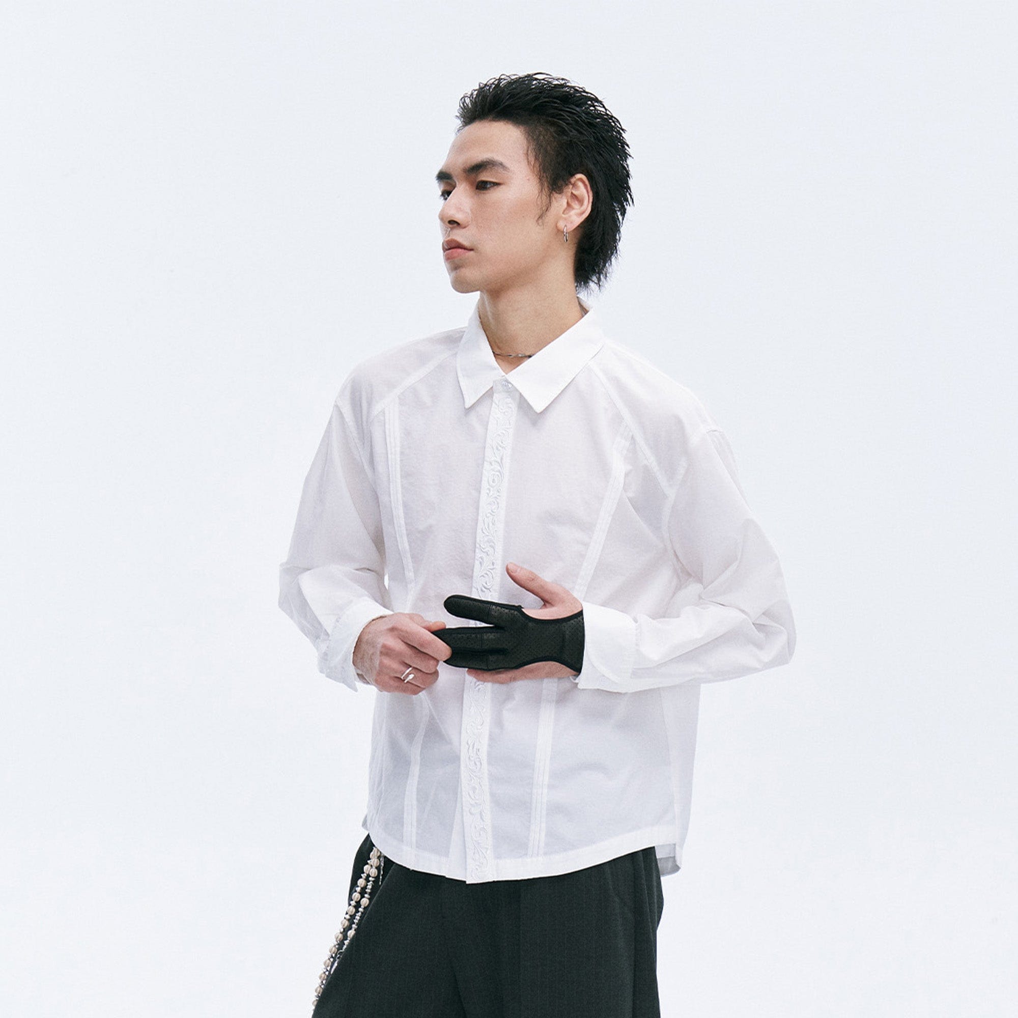 CATSSTAC Layered Seamline Floral Embroidered Shirt, premium urban and streetwear designers apparel on PROJECTISR.com, CATSSTAC