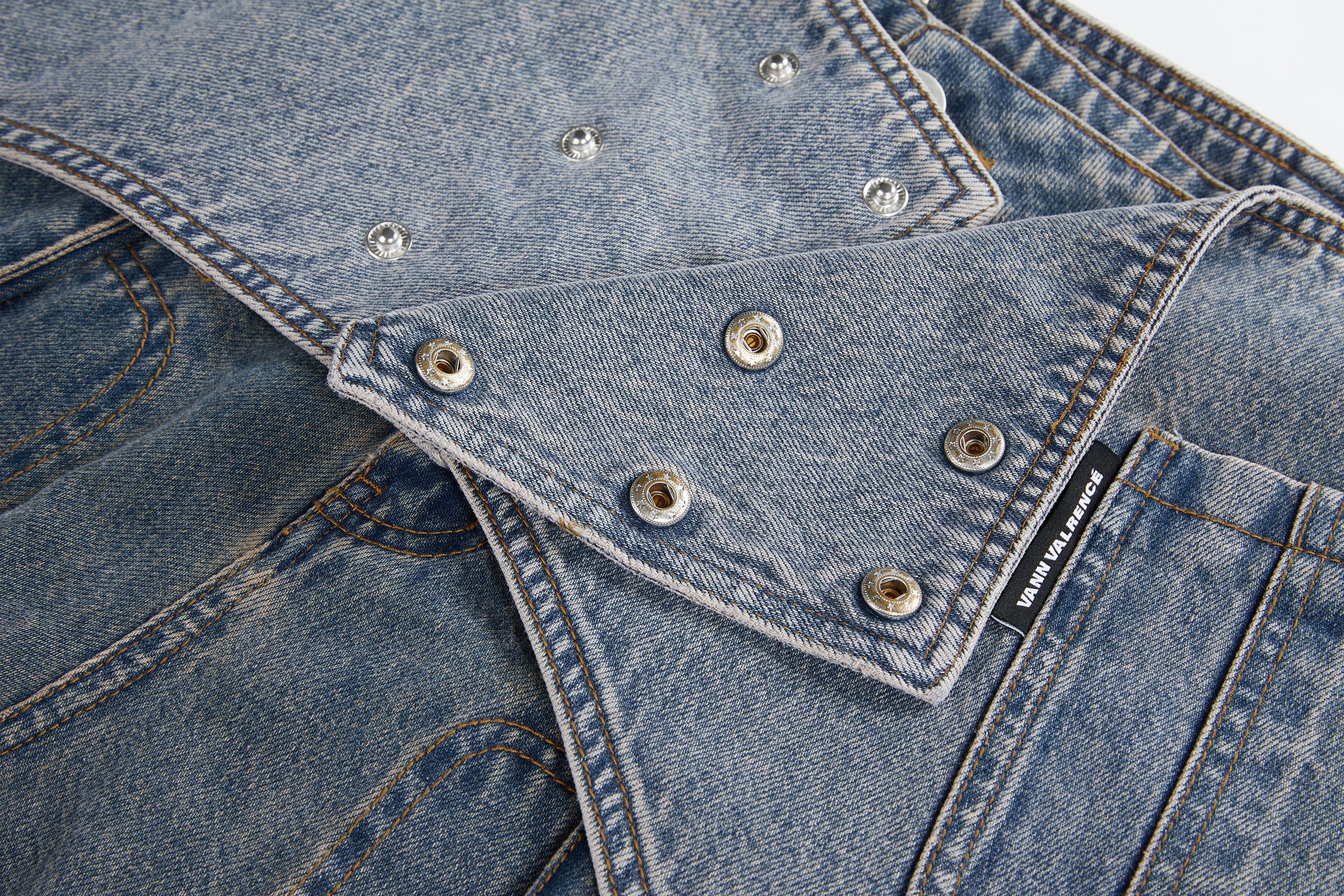 VANN VALRENCE Detachable Overlay Structural Panel Zip Jeans