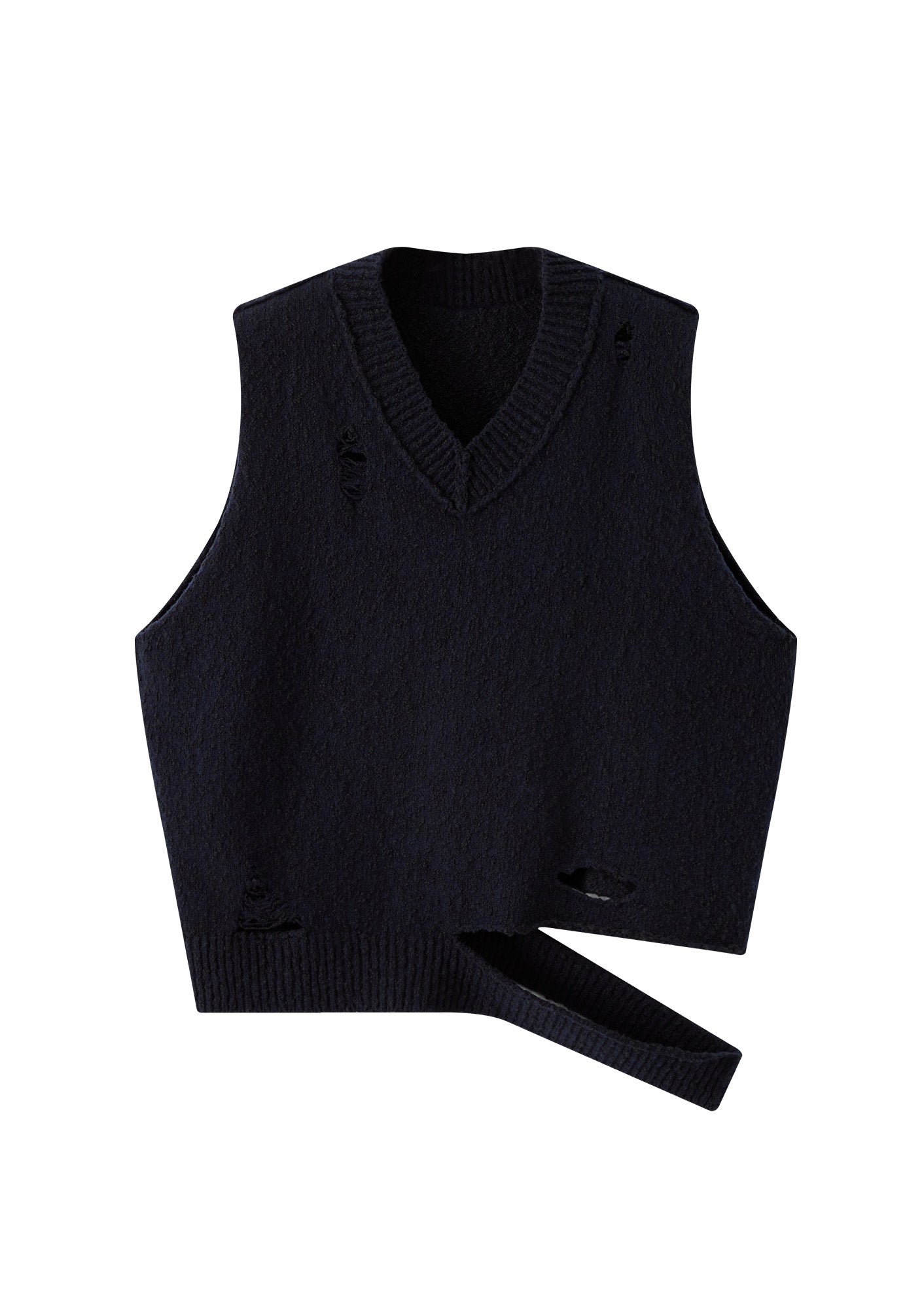 ORGANIC EMOTION Asymmetrical Distressed Bubble-Knit Vest, premium urban and streetwear designers apparel on PROJECTISR.com, ORGANIC EMOTION