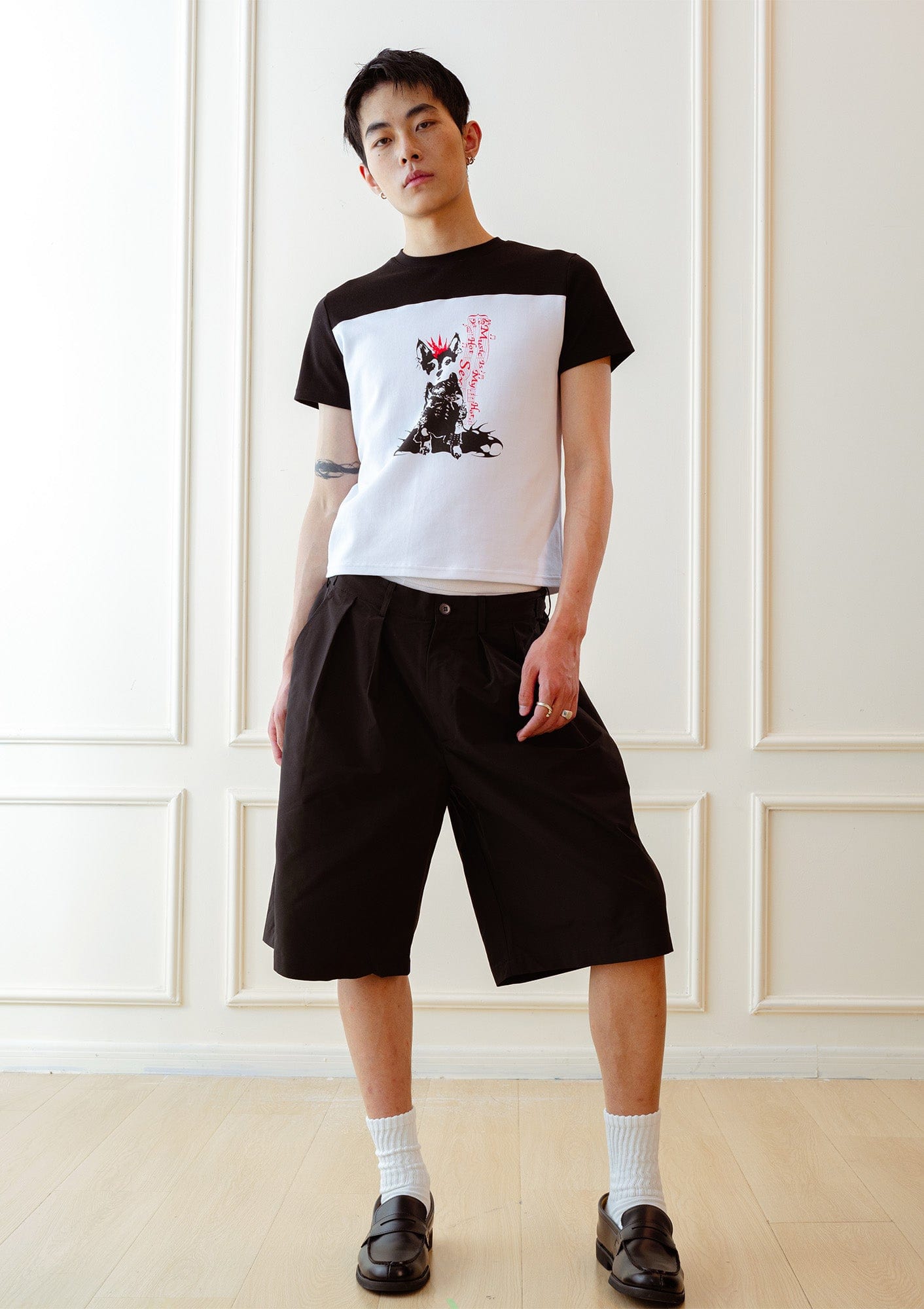 KADAKADA Punk Pup Graphic Spliced T-Shirt, premium urban and streetwear designers apparel on PROJECTISR.com, KADAKADA