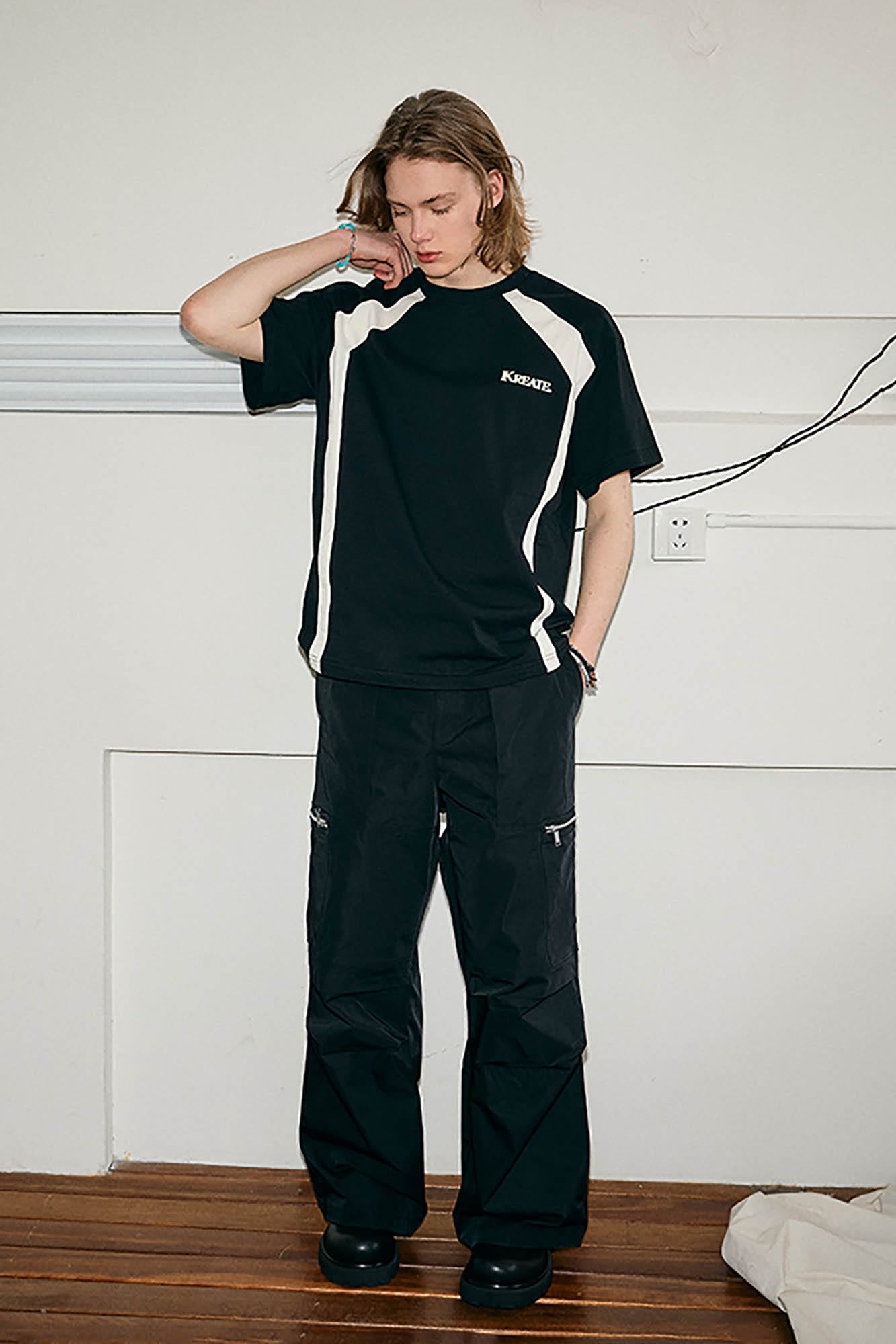 KREATE Obtuse Angle Spliced T-Shirt, premium urban and streetwear designers apparel on PROJECTISR.com, KREATE