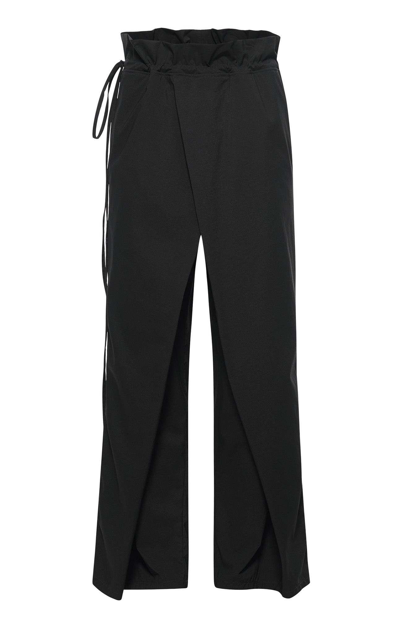 7440 37 1 Asymmetrical Overlay Drawcord Ruffled Waist Trousers, premium urban and streetwear designers apparel on PROJECTISR.com, 7440 37 1