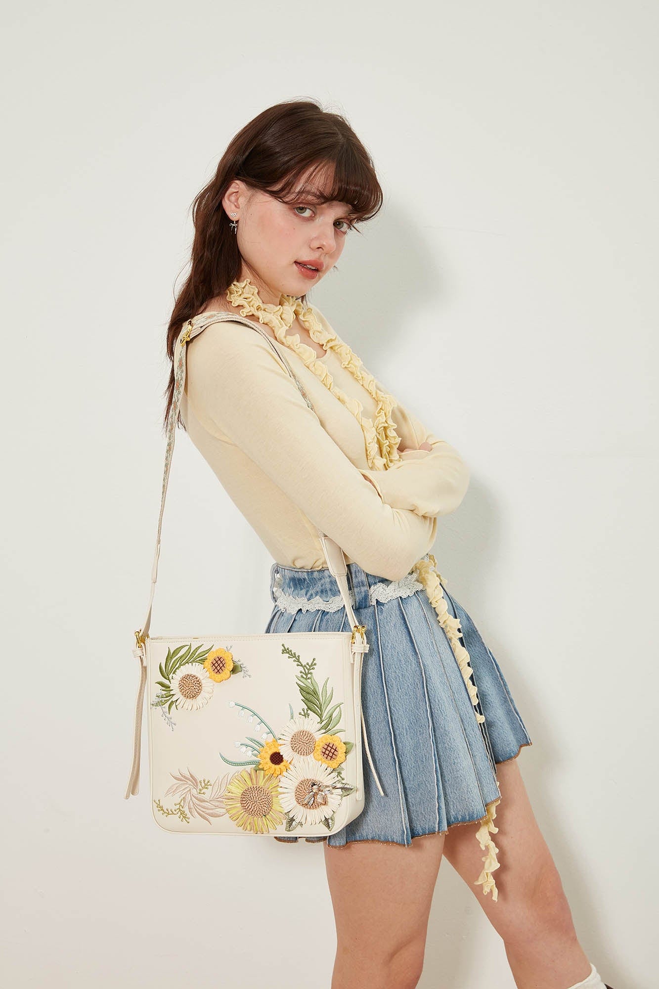 BLING BOX Bohemian Sunflower Embroidered Crossbody Bag, premium urban and streetwear designers apparel on PROJECTISR.com, BLING BOX