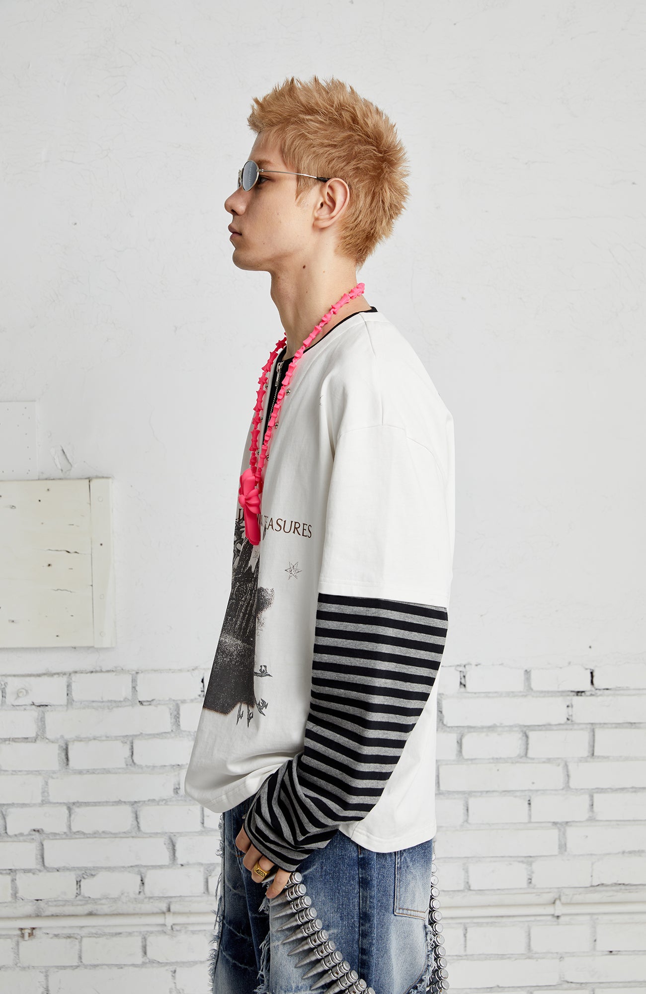 PASET Layered Stripe Graphic Long-Sleeve Tee