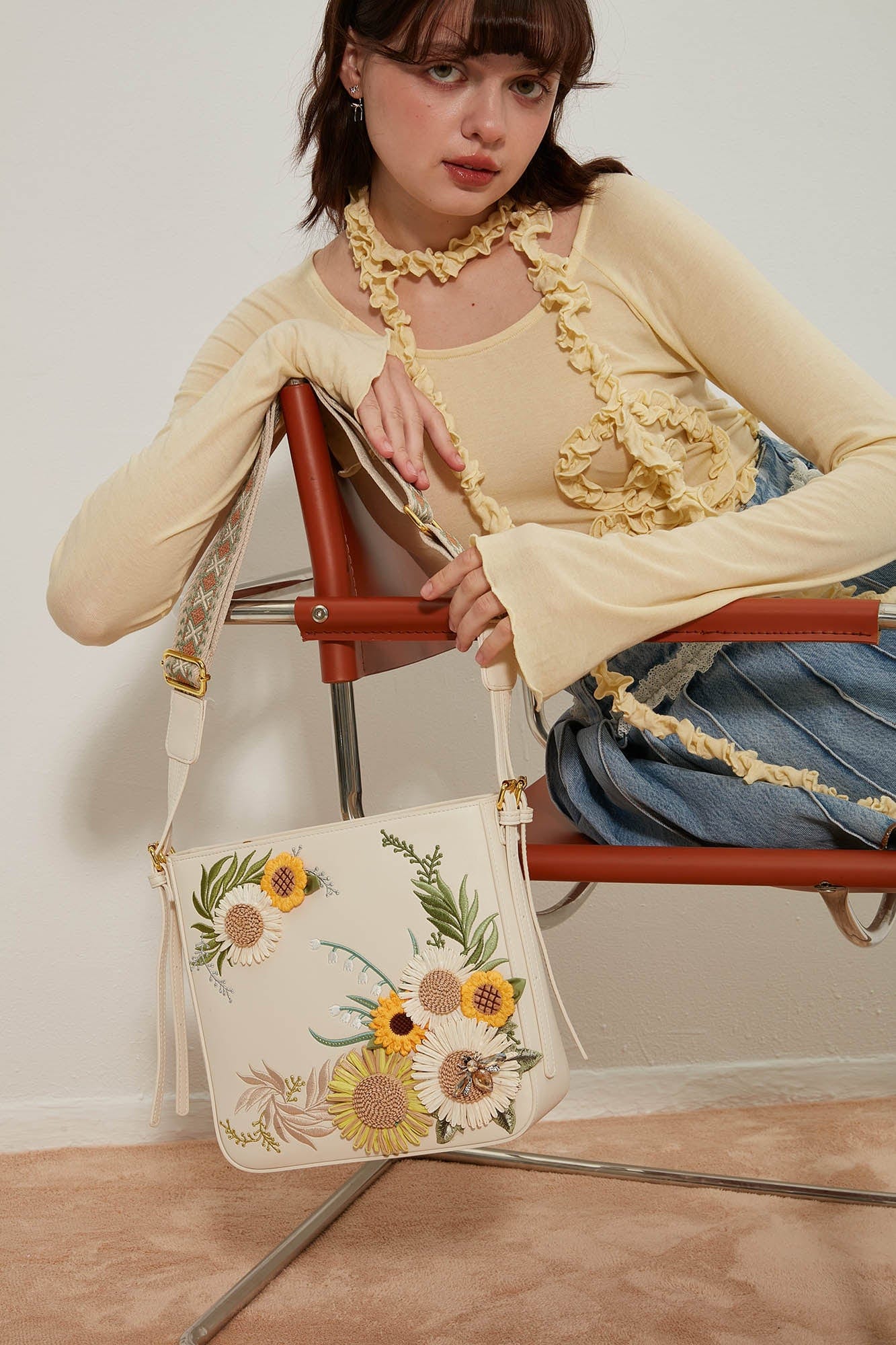 BLING BOX Bohemian Sunflower Embroidered Crossbody Bag, premium urban and streetwear designers apparel on PROJECTISR.com, BLING BOX
