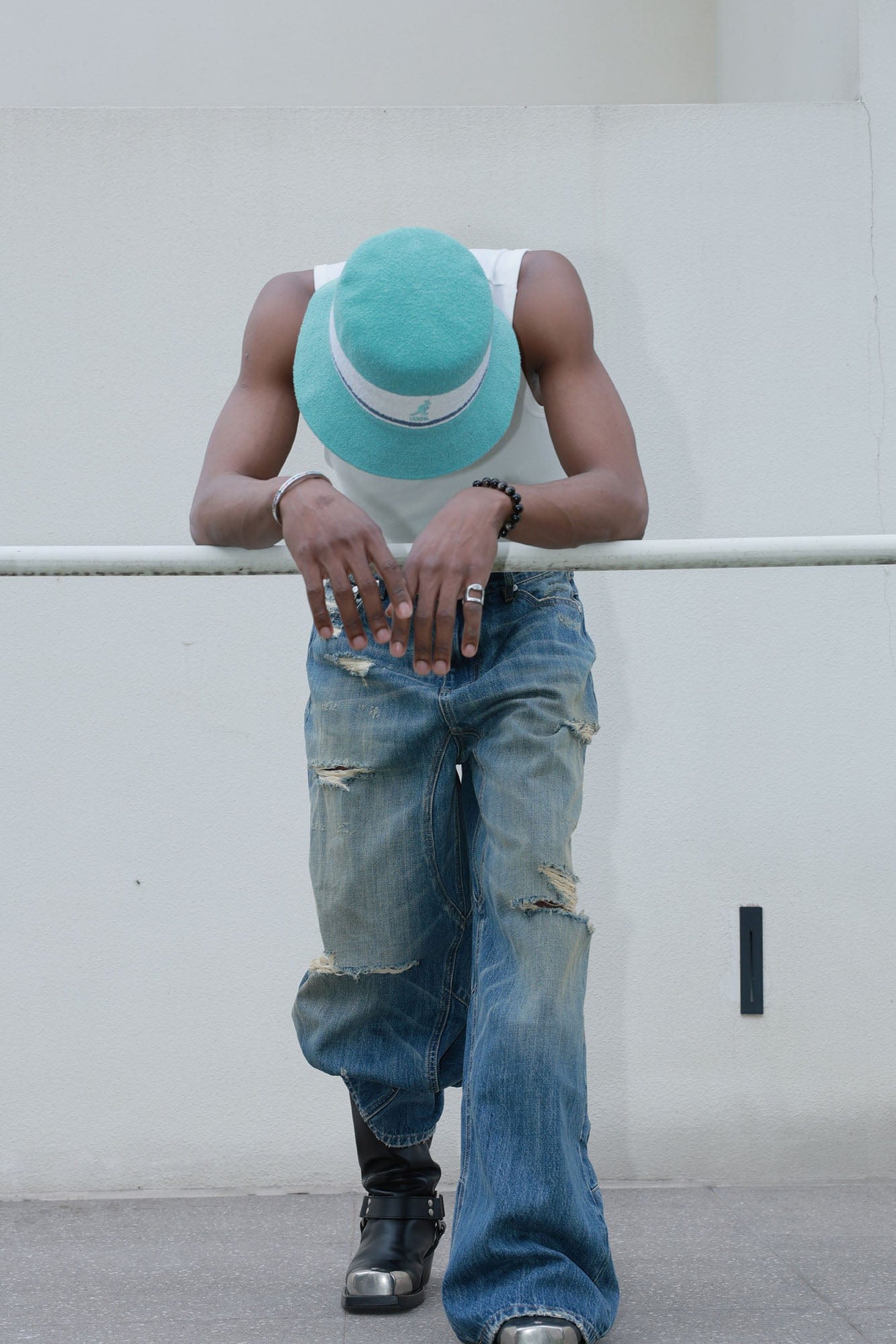 STEEPC Washed Rippled Straight-Leg Jeans, premium urban and streetwear designers apparel on PROJECTISR.com, STEEPC