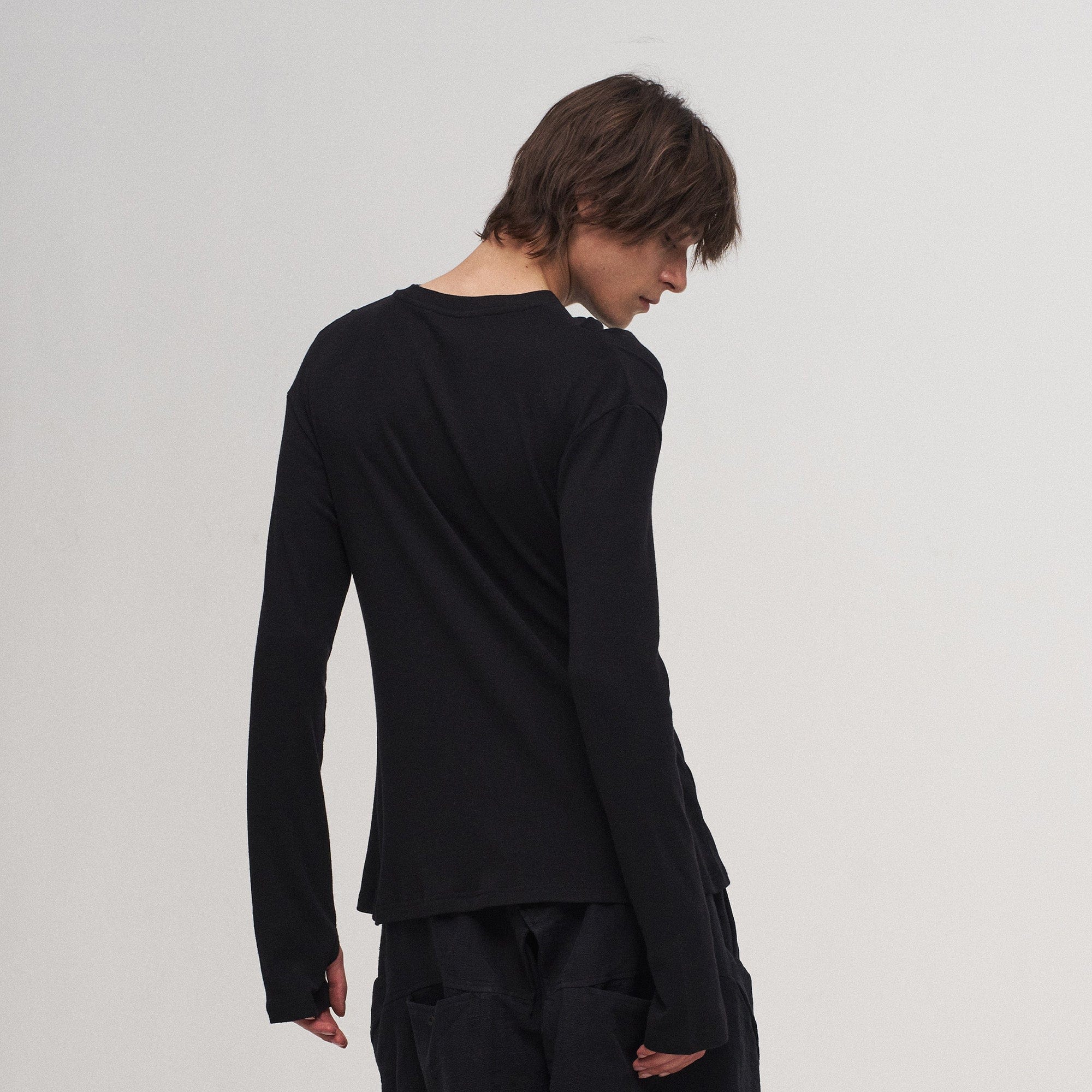 ILNya Nieternite Nifutur Ruffled Mock Neck Thumb Holes Wrinkled Base Layer, premium urban and streetwear designers apparel on PROJECTISR.com, ILNya Nieternite Nifutur