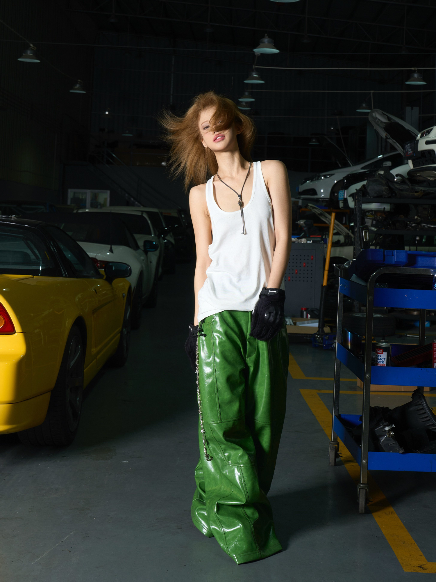 REBEL WAVE Patent Faux Leather Wide-Leg Pants