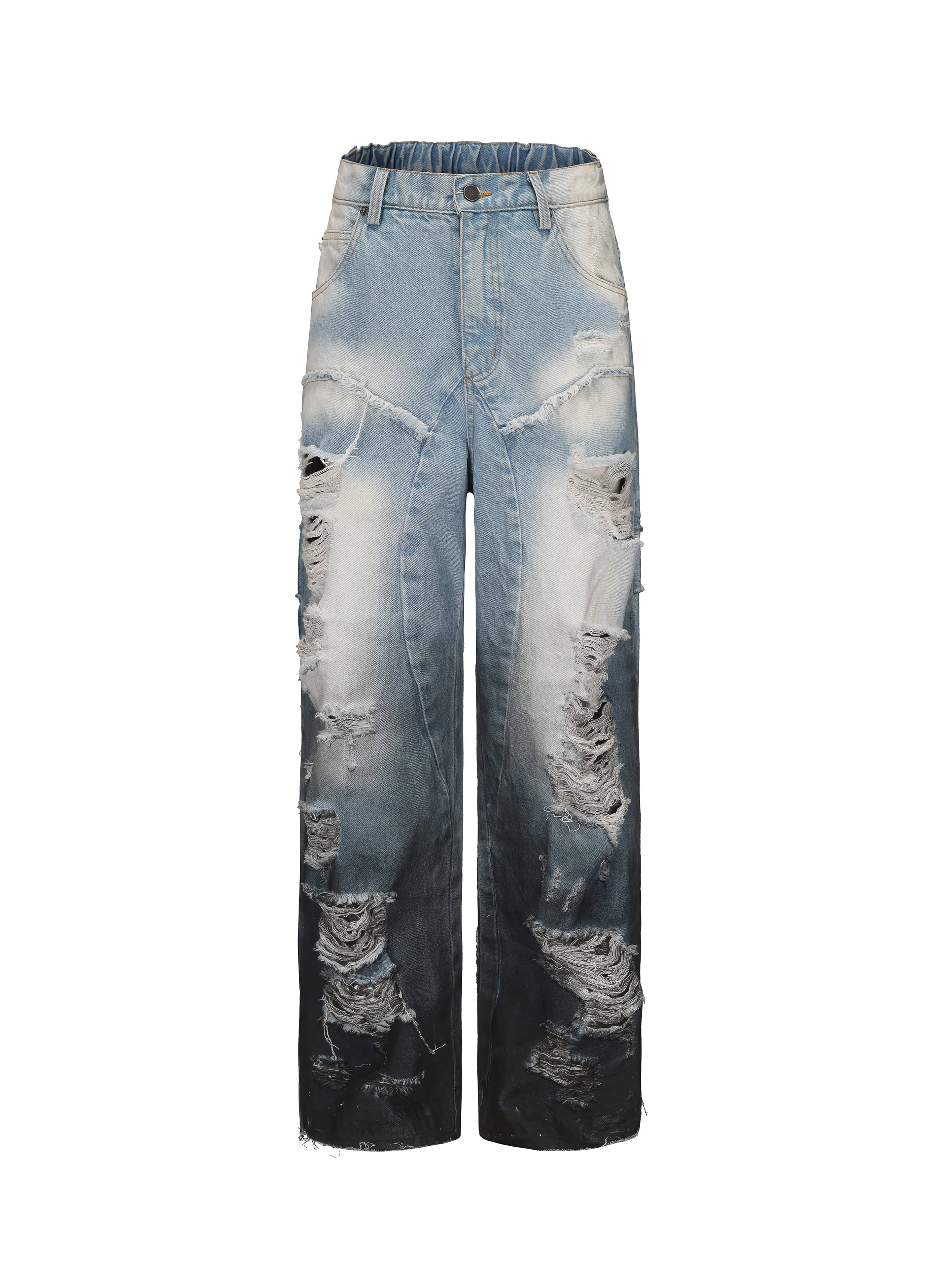 VANN VALRENCE Distressed Gradient Wash Structural Ripped Jeans, premium urban and streetwear designers apparel on PROJECTISR.com, VANN VALRENCE