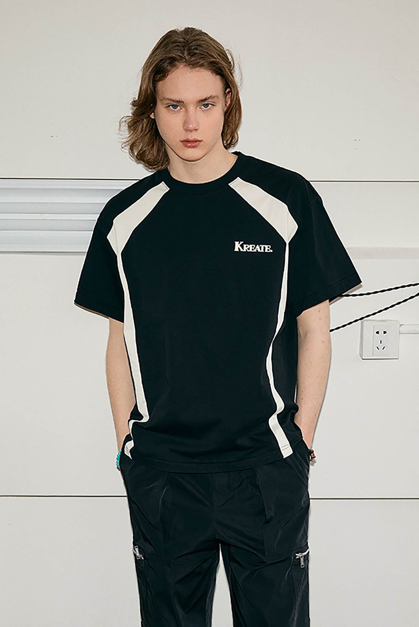 KREATE Obtuse Angle Spliced T-Shirt, premium urban and streetwear designers apparel on PROJECTISR.com, KREATE