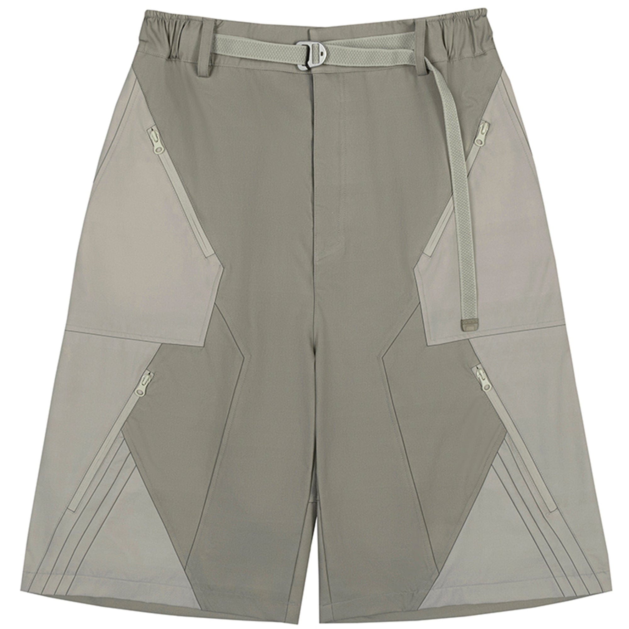XIPHEVIL Demiurge Deconstructed Multi-Zipper Shorts Green, premium urban and streetwear designers apparel on PROJECTISR.com, XIPHEVIL