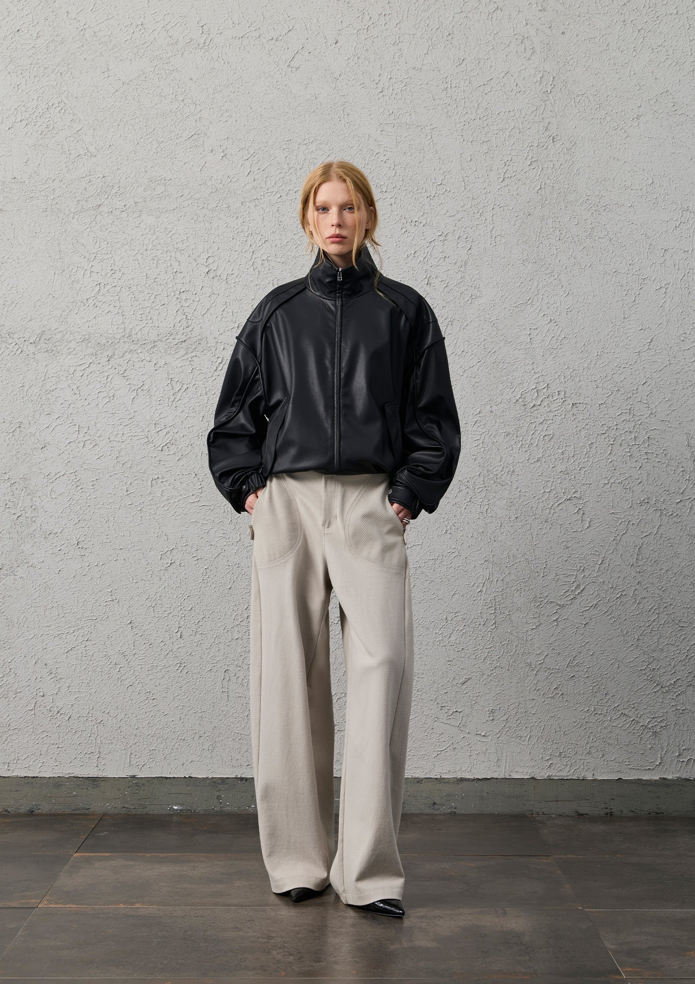 ORGANIC EMOTION Pleat Seam Curved Pants, premium urban and streetwear designers apparel on PROJECTISR.com, ORGANIC EMOTION