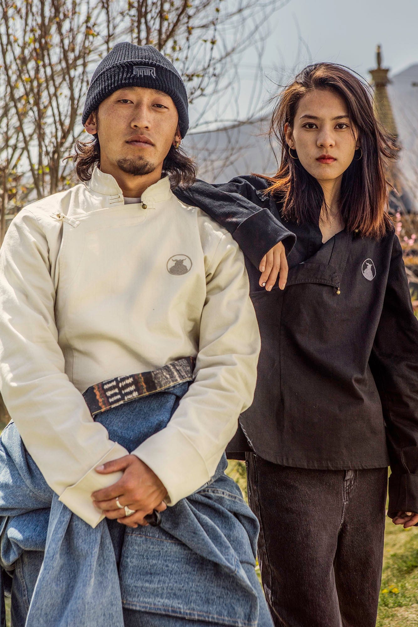NERHI Asymmetrical Frog Button Mandarin Collar Shirt, premium urban and streetwear designers apparel on PROJECTISR.com, NERHI