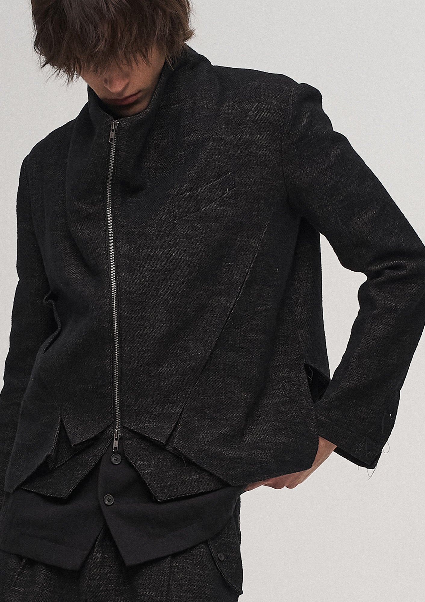ILNya Nieternite Nifutur Double-Layer Weave Linen Jacket Black, premium urban and streetwear designers apparel on PROJECTISR.com, ILNya Nieternite Nifutur