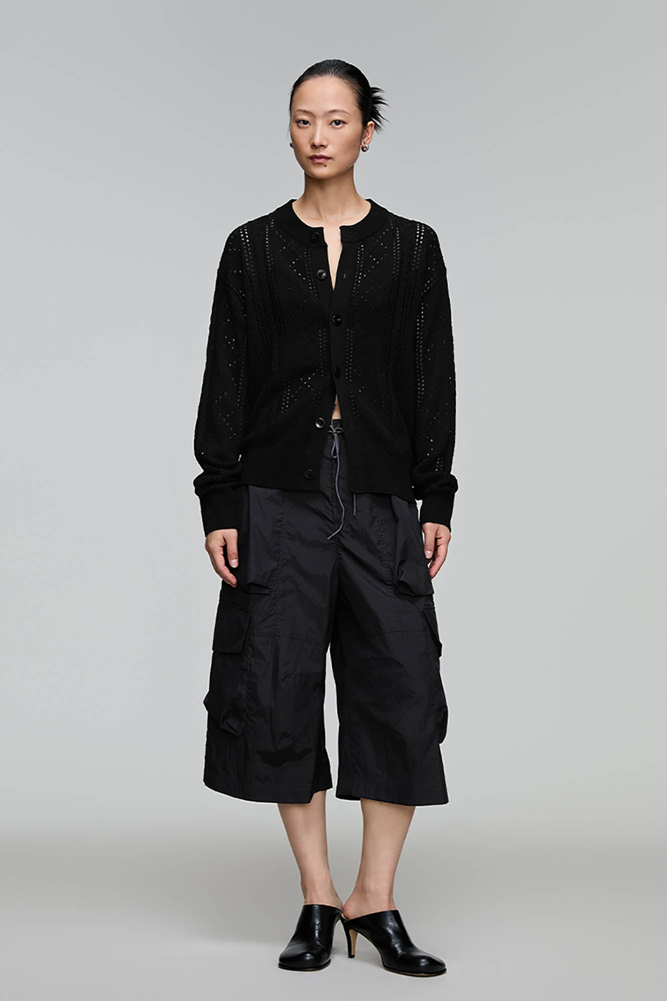 OPICLOTH Eyelet Knit Button-Up Cardigan, premium urban and streetwear designers apparel on PROJECTISR.com, OPICLOTH