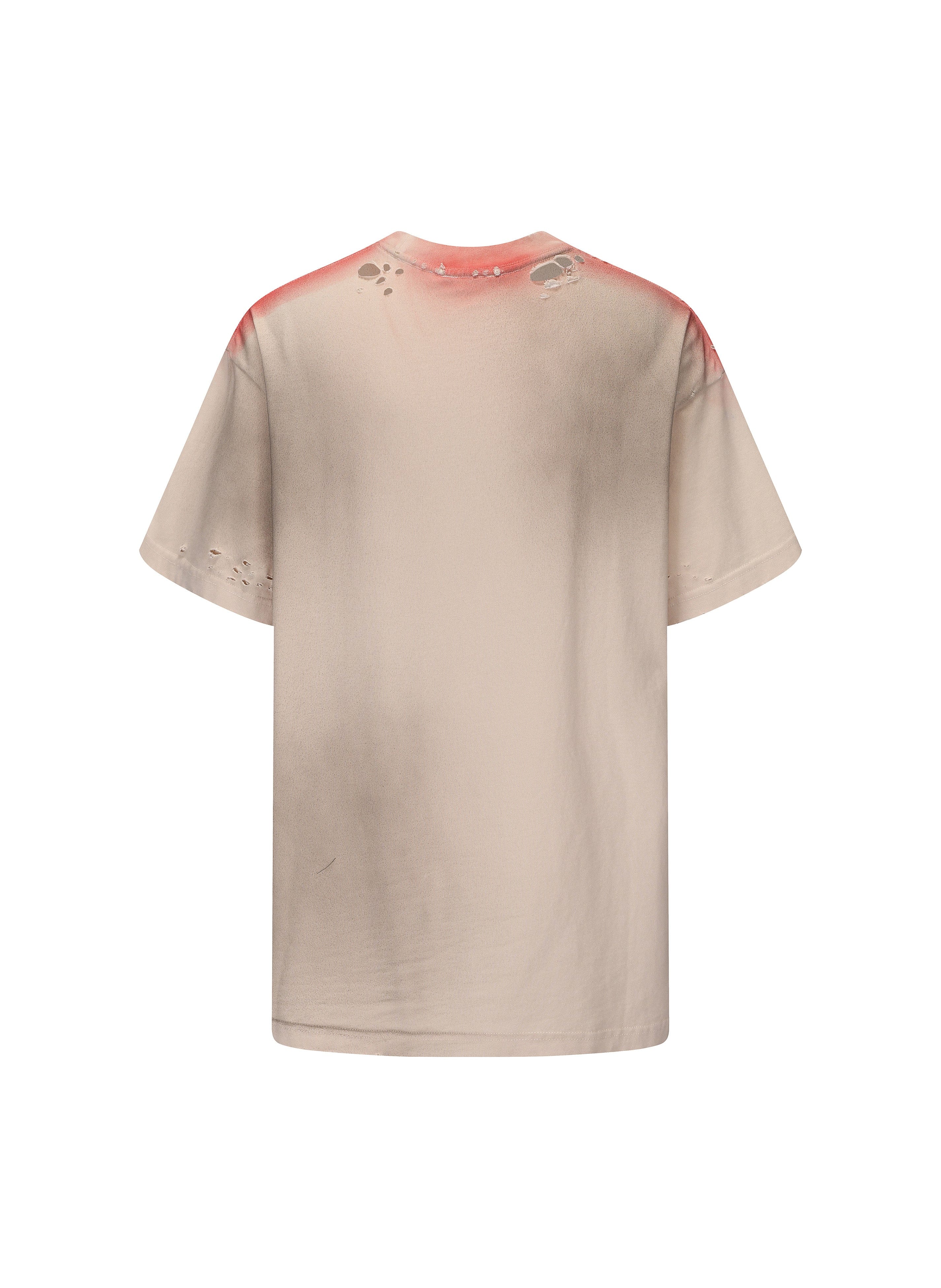 VANN VALRENCE Distressed Washed Spray Faded LOGO T-Shirt
