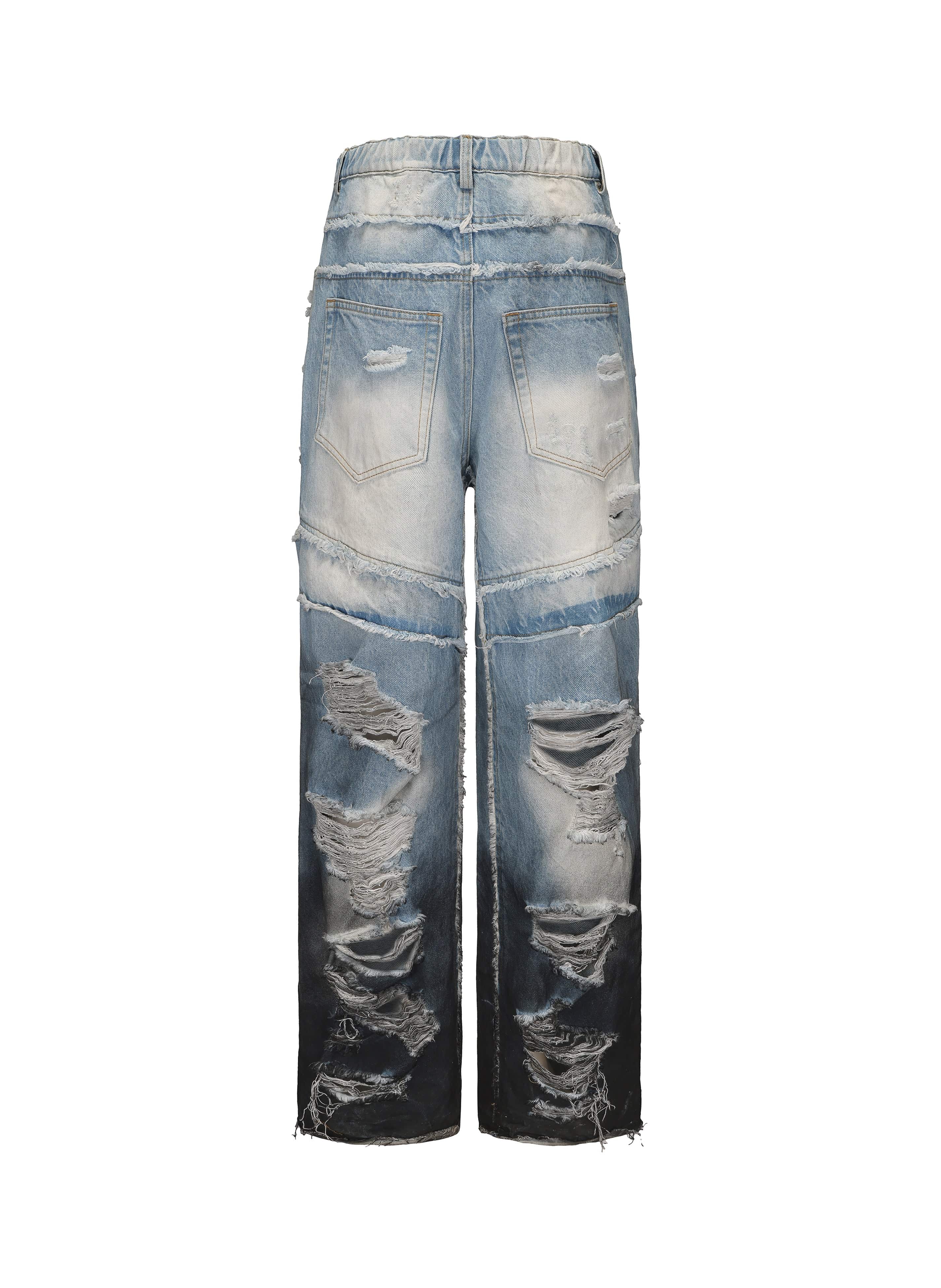 VANN VALRENCE Distressed Gradient Wash Structural Ripped Jeans, premium urban and streetwear designers apparel on PROJECTISR.com, VANN VALRENCE
