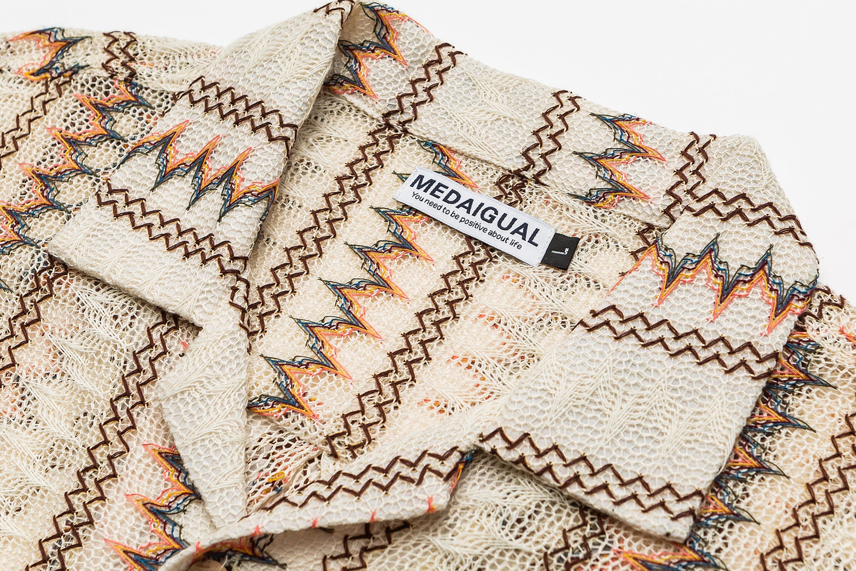 ME DA IGUAL Geometric Ripple Crochet Half Shirt, premium urban and streetwear designers apparel on PROJECTISR.com, ME DA IGUAL