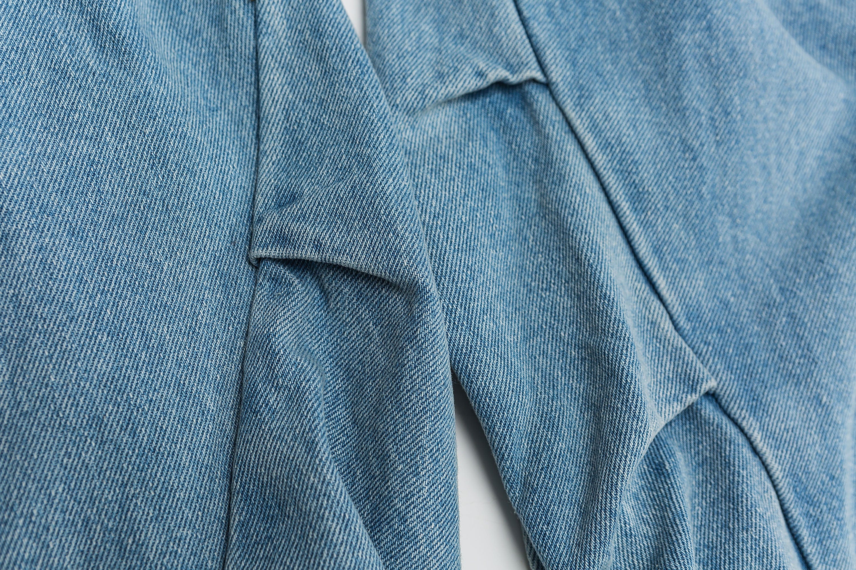 ME DA IGUAL Deconstructed Washed Ruched Jeans, premium urban and streetwear designers apparel on PROJECTISR.com, ME DA IGUAL