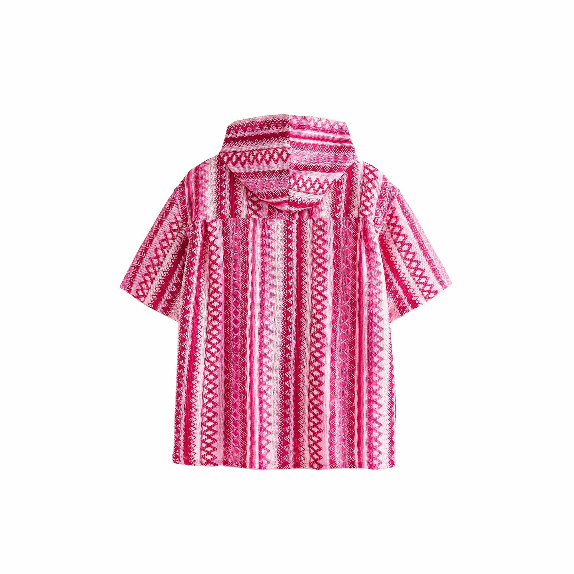ME DA IGUAL Ethnic Stripe Textured Hooded Half Shirt, premium urban and streetwear designers apparel on PROJECTISR.com, ME DA IGUAL