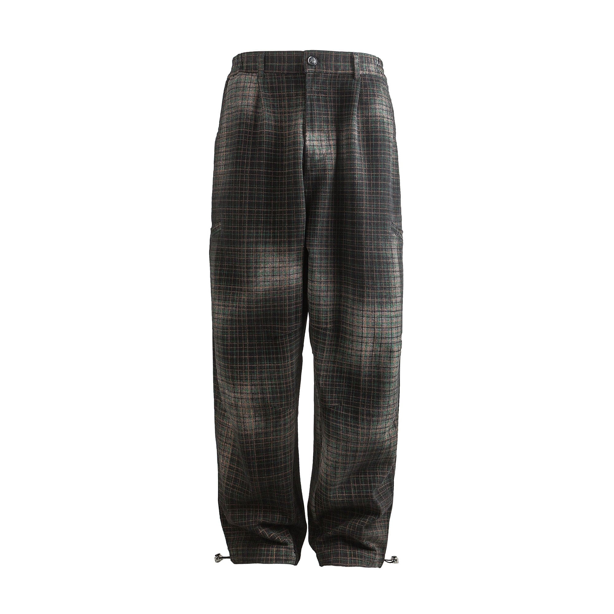 ME DA IGUAL Washed Plaid Tapered Drawstring-Hem Pants, premium urban and streetwear designers apparel on PROJECTISR.com, ME DA IGUAL