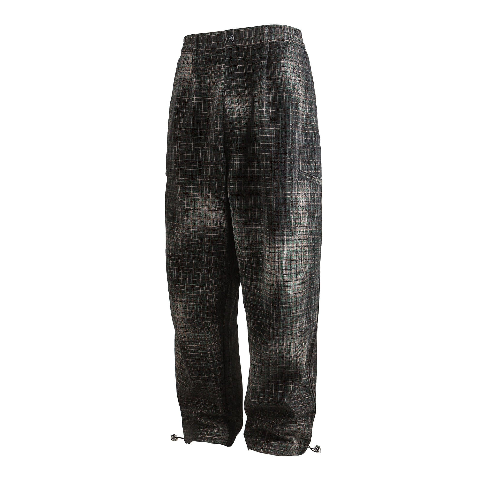 ME DA IGUAL Washed Plaid Tapered Drawstring-Hem Pants, premium urban and streetwear designers apparel on PROJECTISR.com, ME DA IGUAL