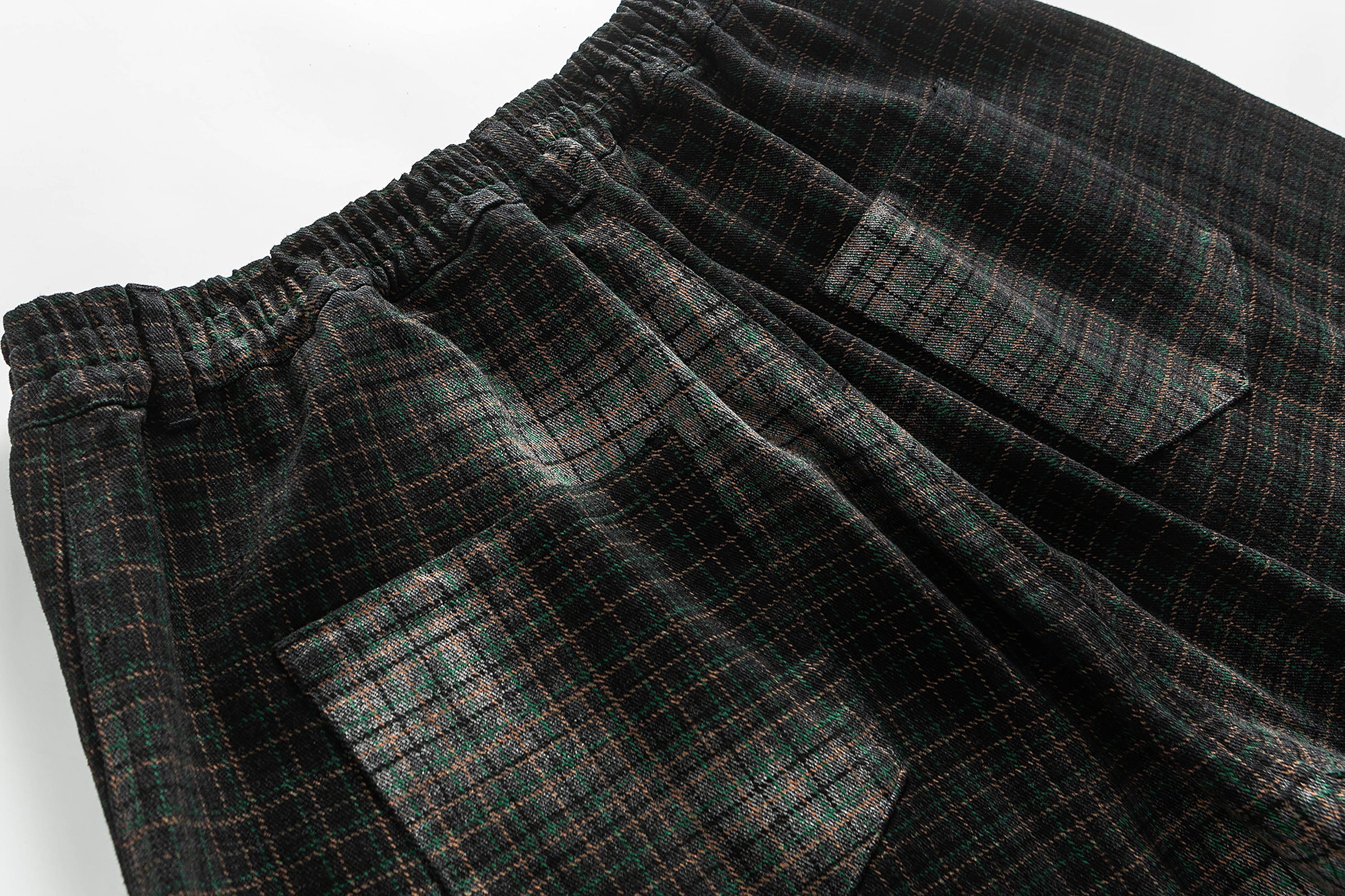 ME DA IGUAL Washed Plaid Tapered Drawstring-Hem Pants, premium urban and streetwear designers apparel on PROJECTISR.com, ME DA IGUAL
