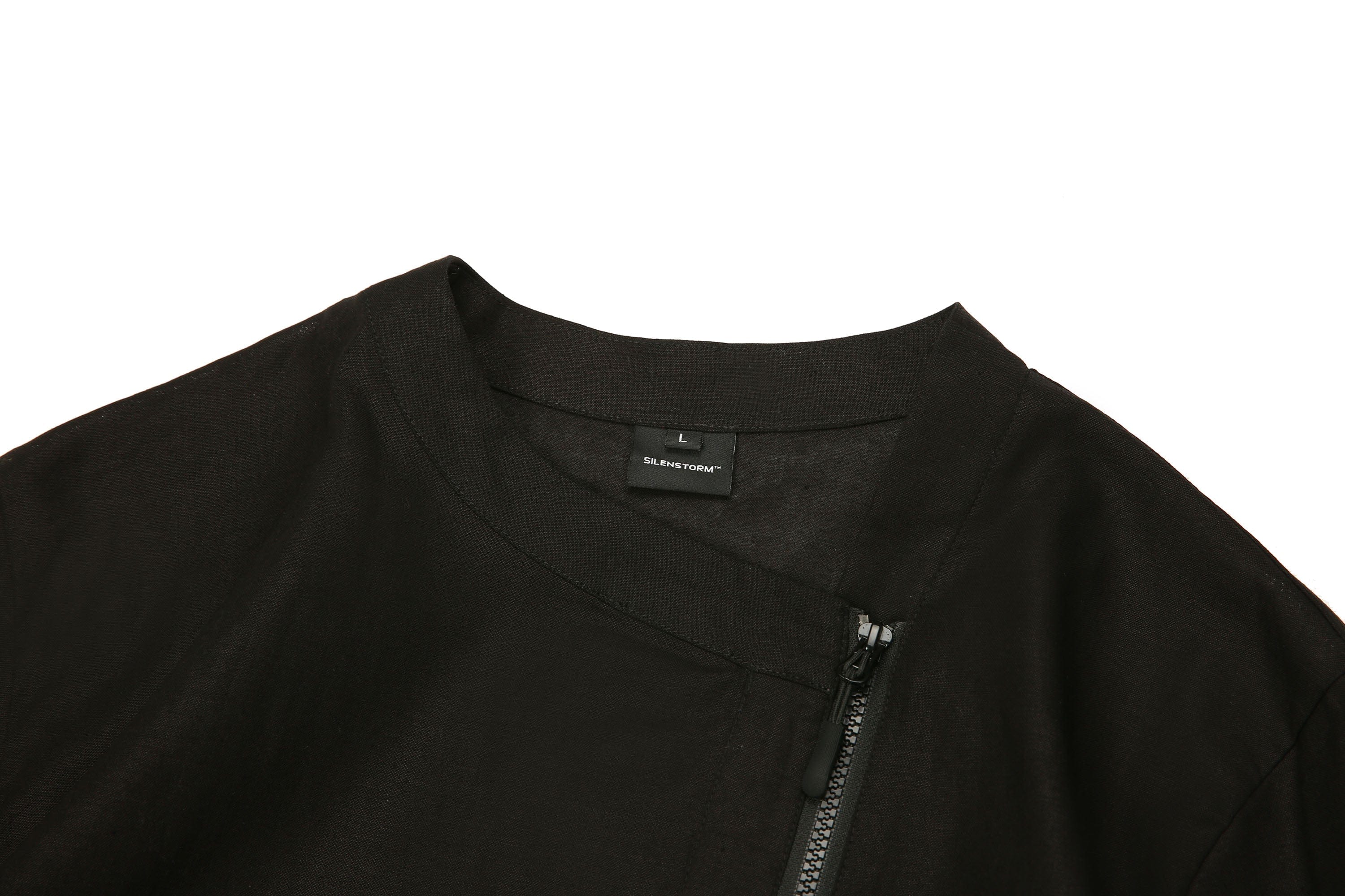 SILENSTORM Asymmetrical Zip Ramie Utility Shirt