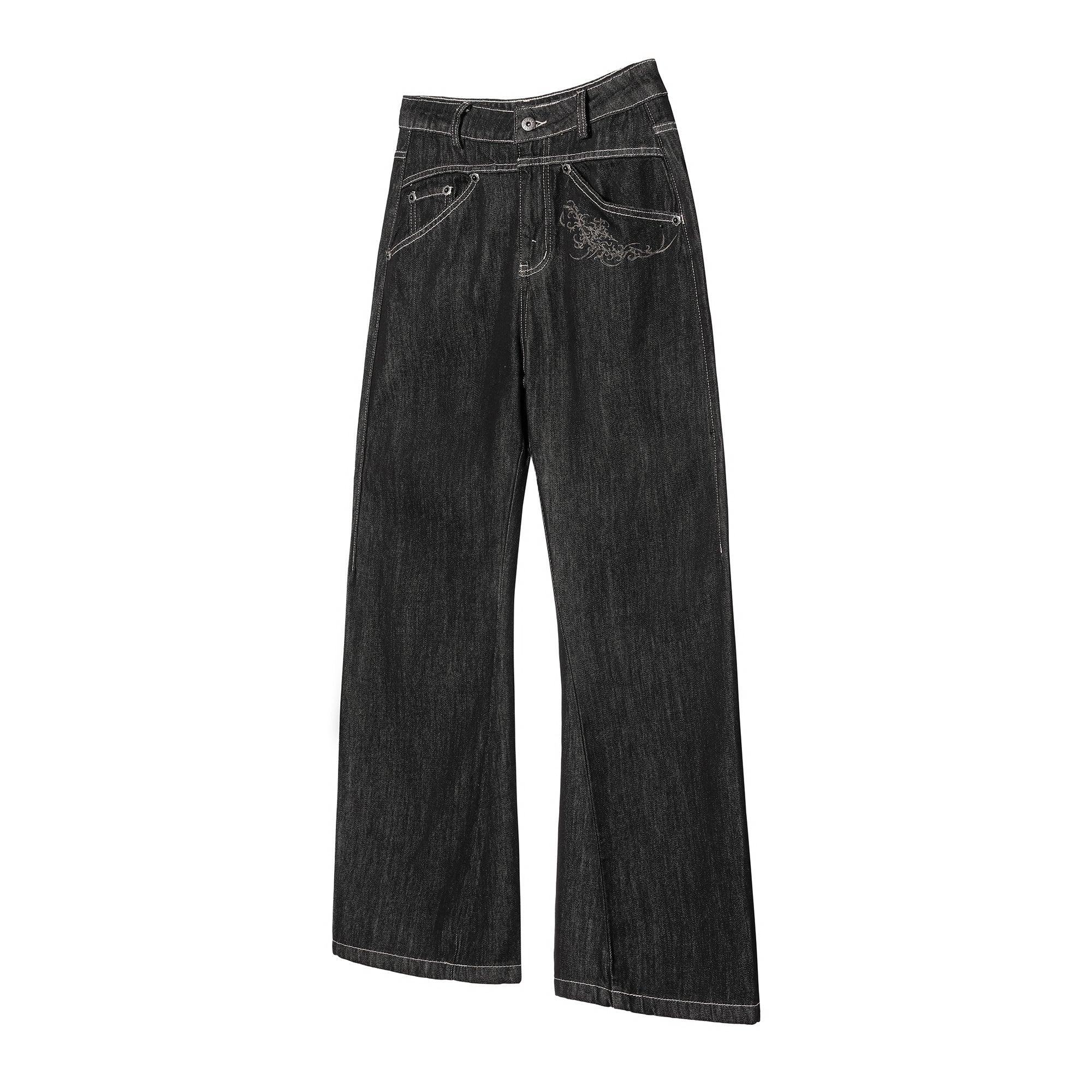 ELETEIZE Laser-Burned Curved Jeans