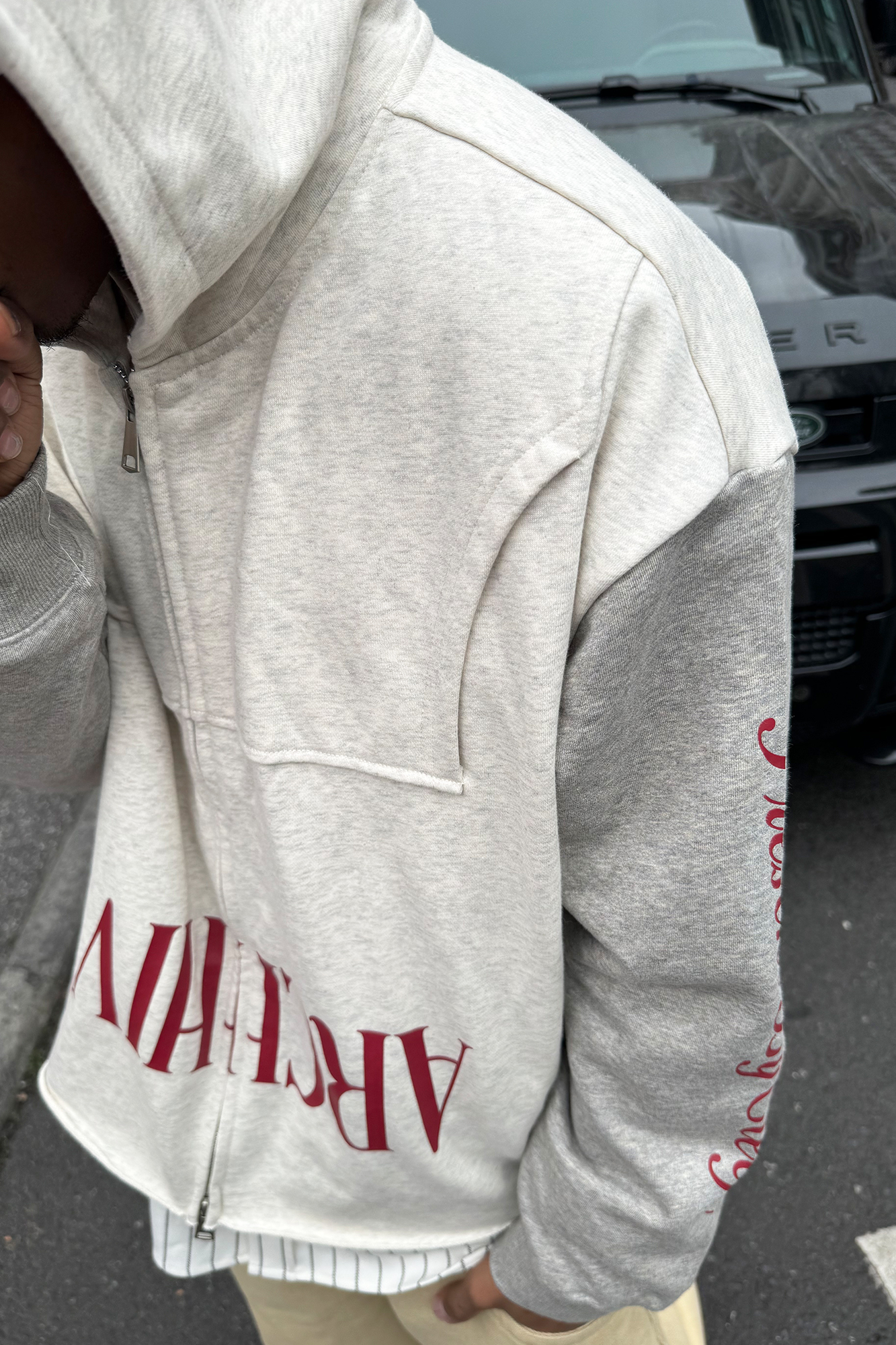 STEEPC Spliced Two-Tone Graphic Hooded Jacket, premium urban and streetwear designers apparel on PROJECTISR.com, STEEPC