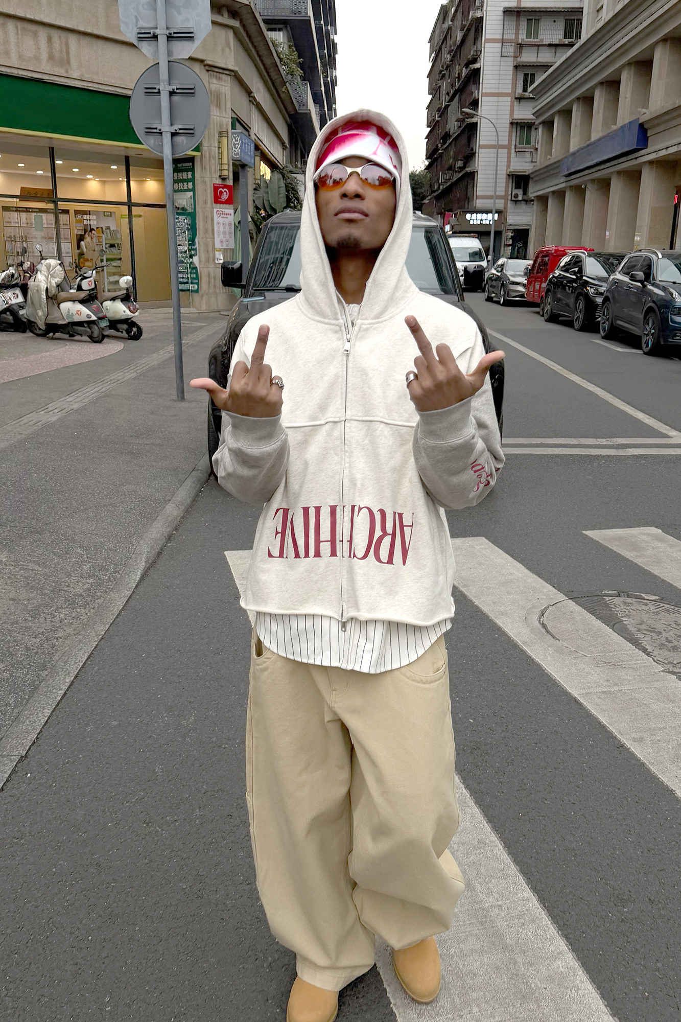 STEEPC Spliced Two-Tone Graphic Hooded Jacket, premium urban and streetwear designers apparel on PROJECTISR.com, STEEPC