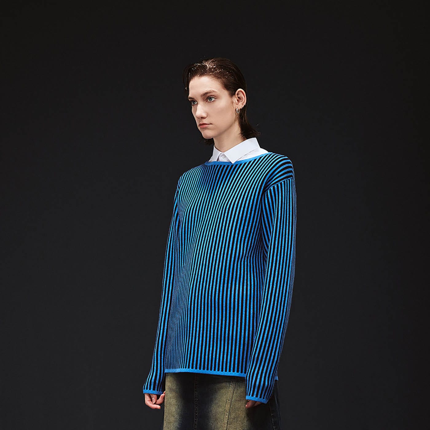 ARTIFICIAL WORLD Essential Striped Knitted L/S Tee, premium urban and streetwear designers apparel on PROJECTISR.com, ARTIFICIAL WORLD