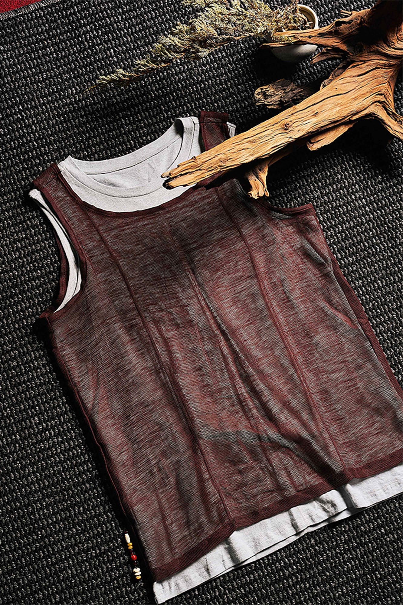 GONGHE REPUB Sheer Linen-Cotton Layered Vest, premium urban and streetwear designers apparel on PROJECTISR.com, GONGHE REPUB